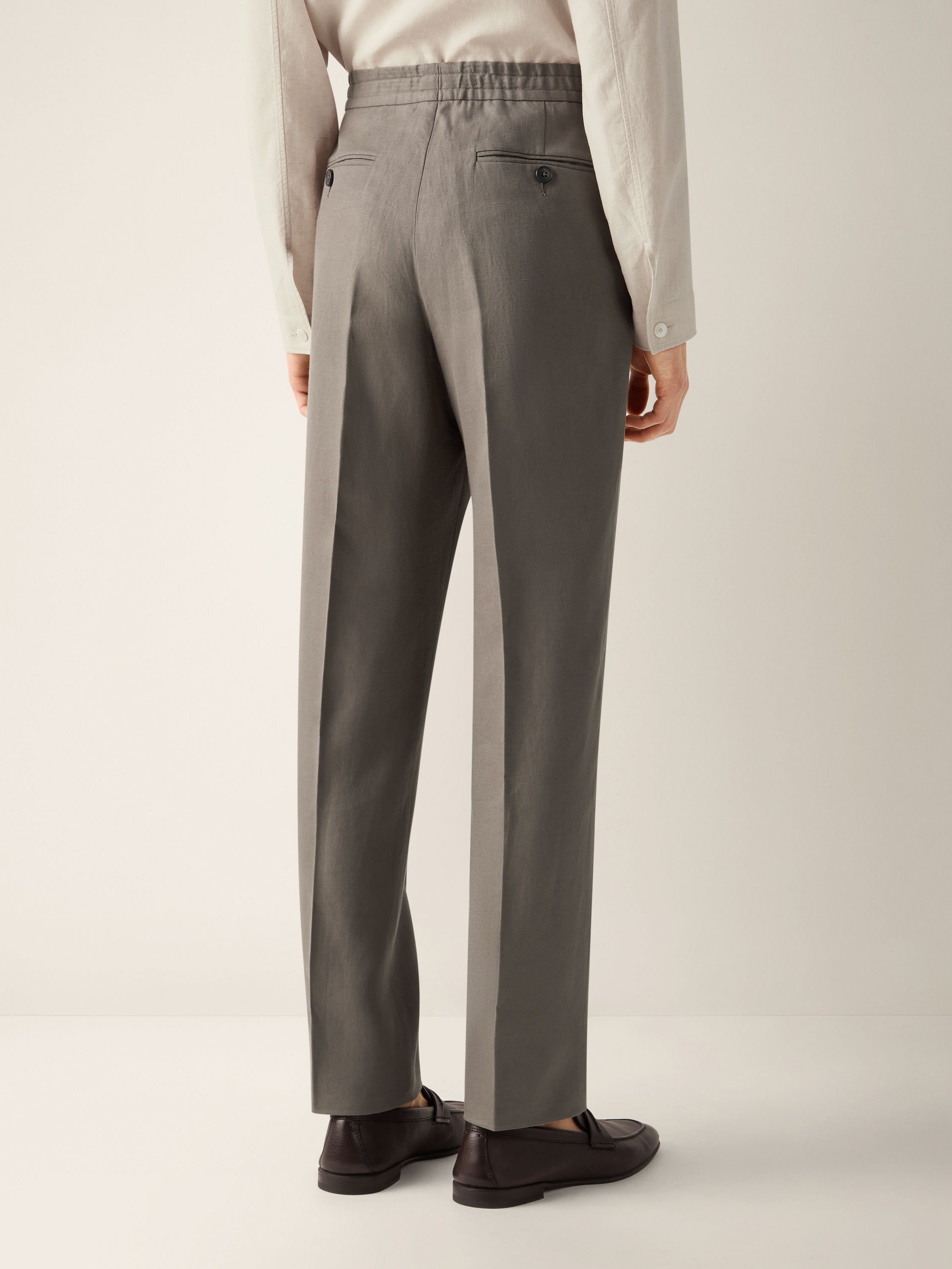 Dark Taupe Oasi Lino Pants Product detail photo #5