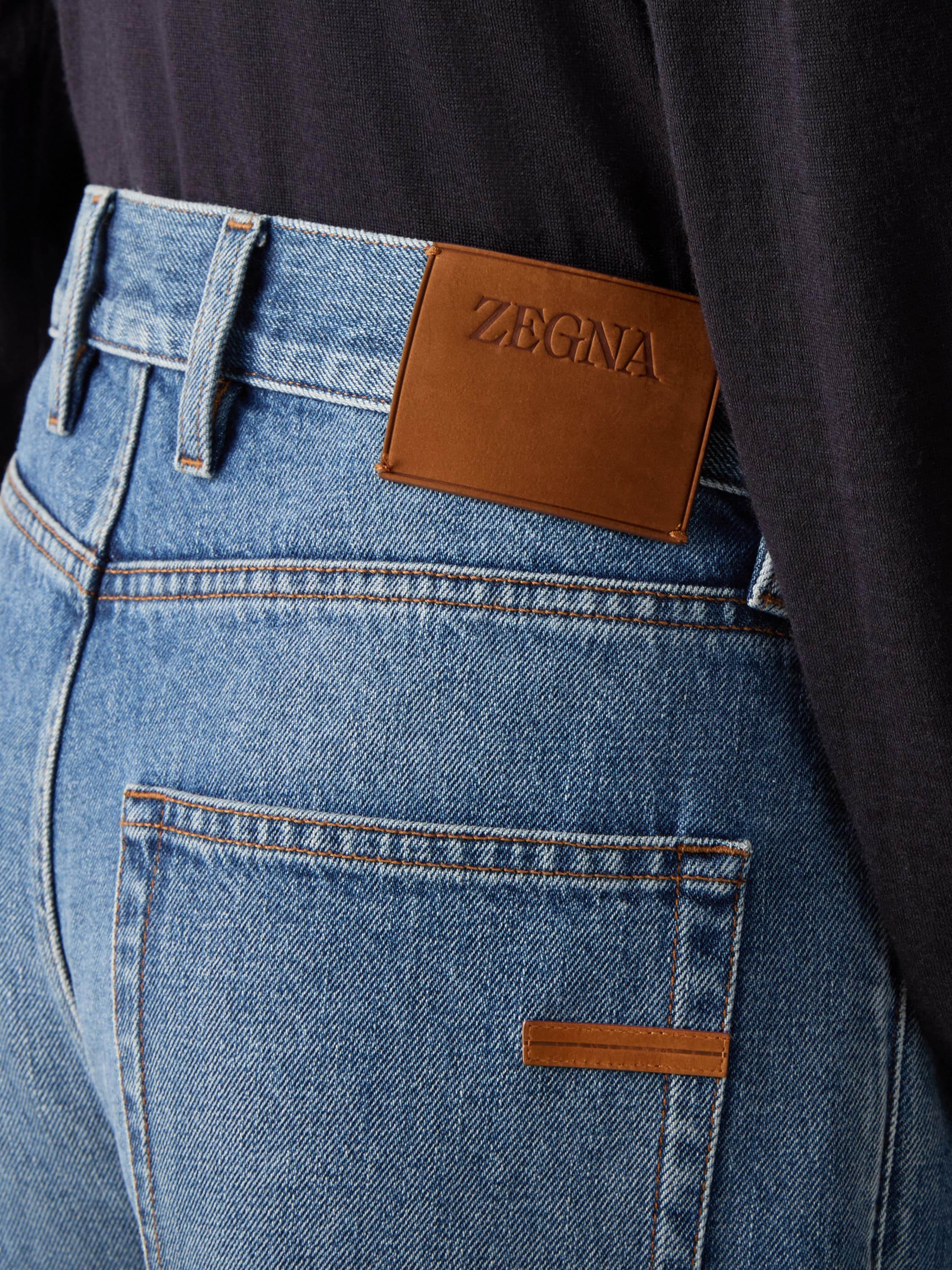 Light Blue Bleached Cotton Roccia Jeans Product detail photo #1