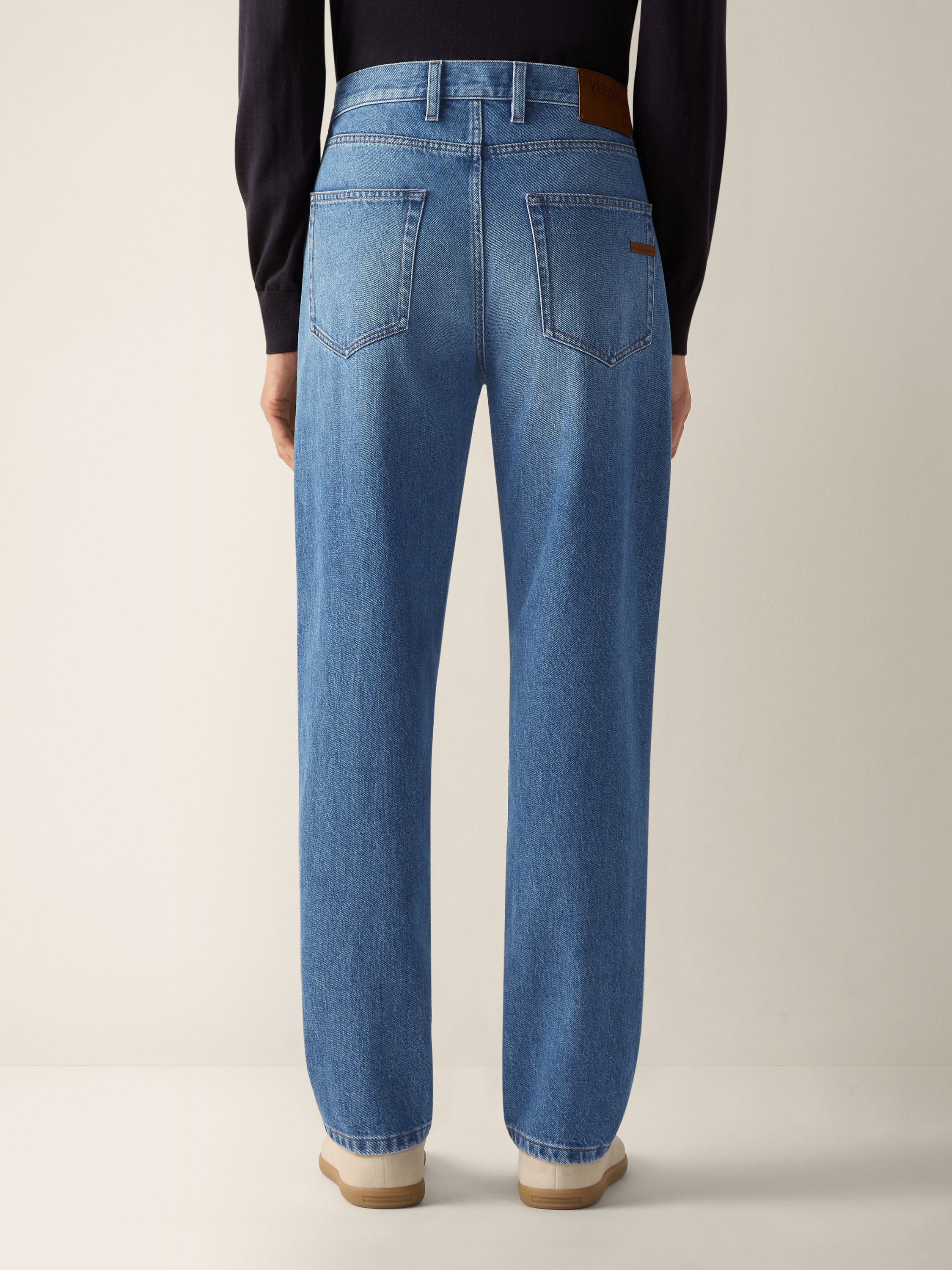 Light Blue Bleached Cotton Roccia Jeans Product detail photo #5