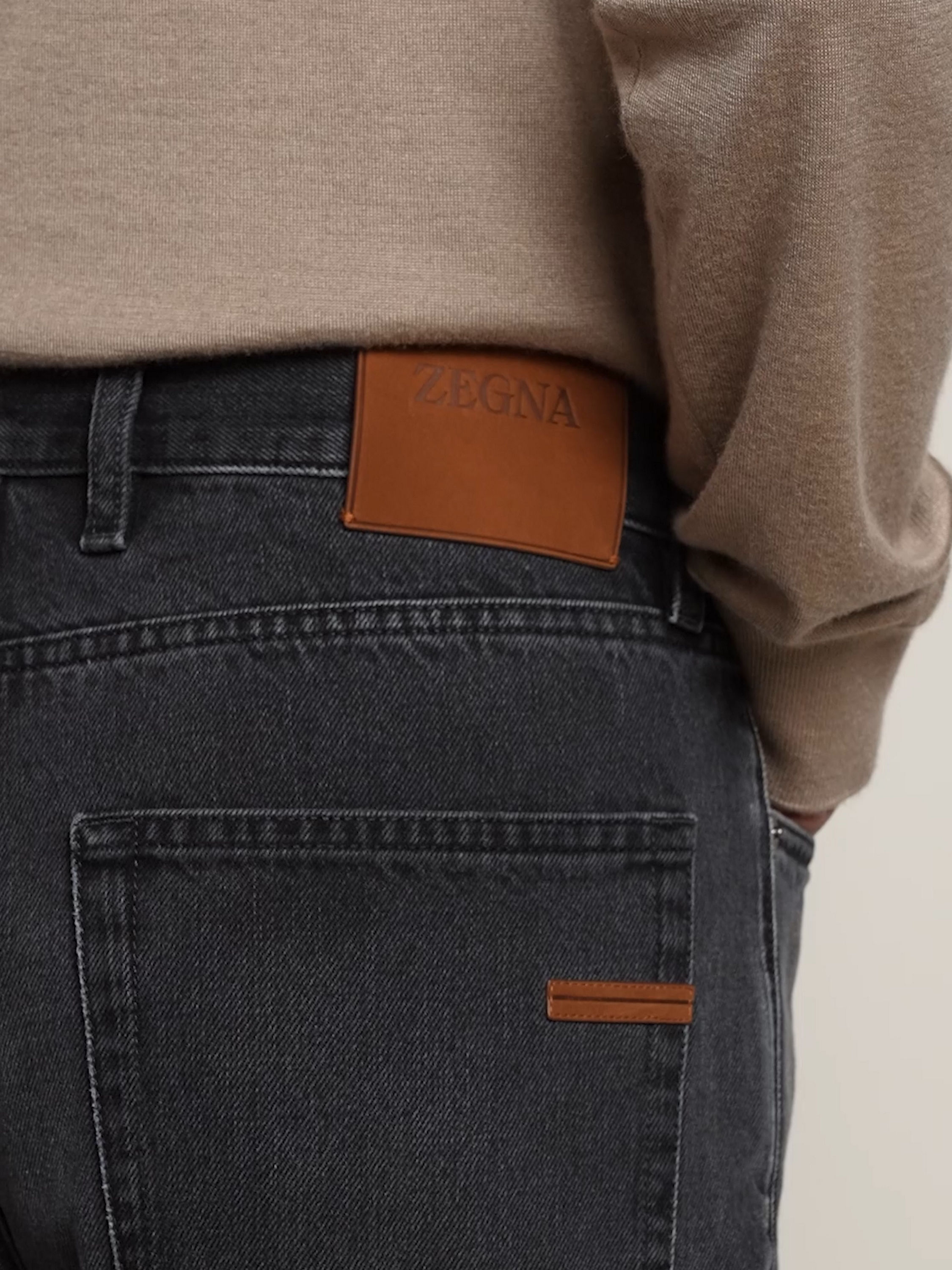 Black Stone-washed Cotton Roccia Jeans