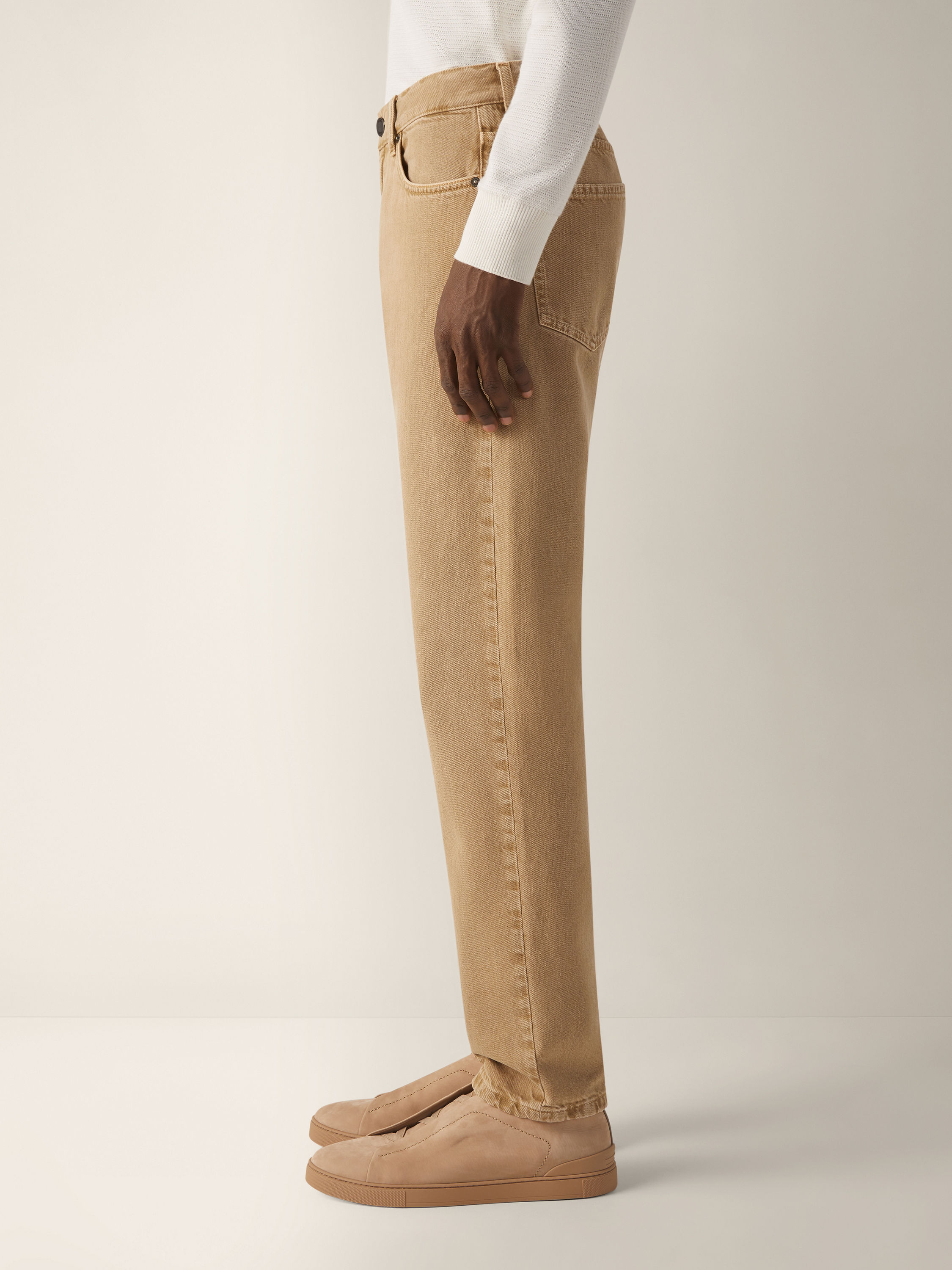 Beige Cotton Roccia Pants Product detail photo #2