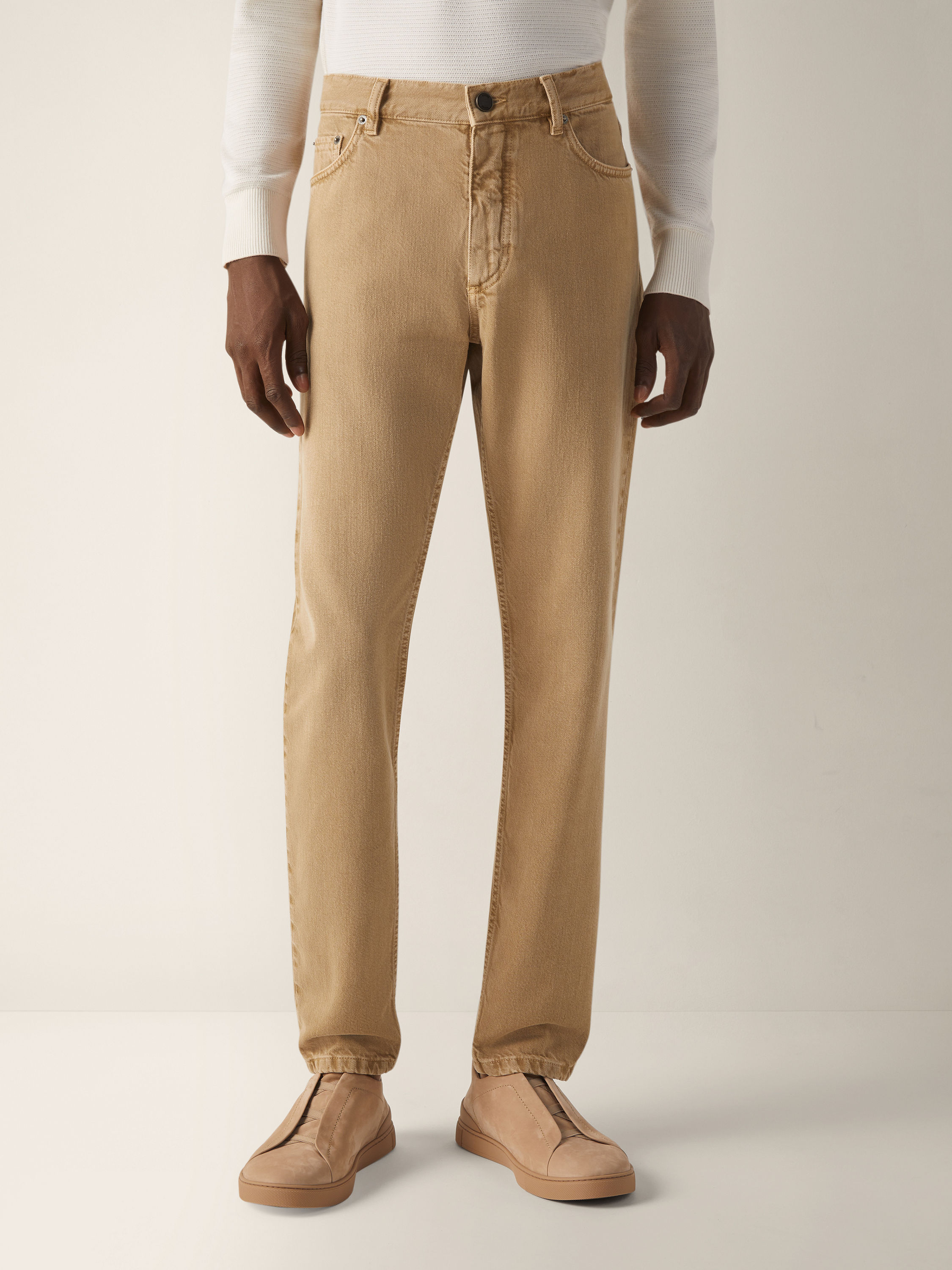 Beige Cotton Roccia Pants Product detail photo #3