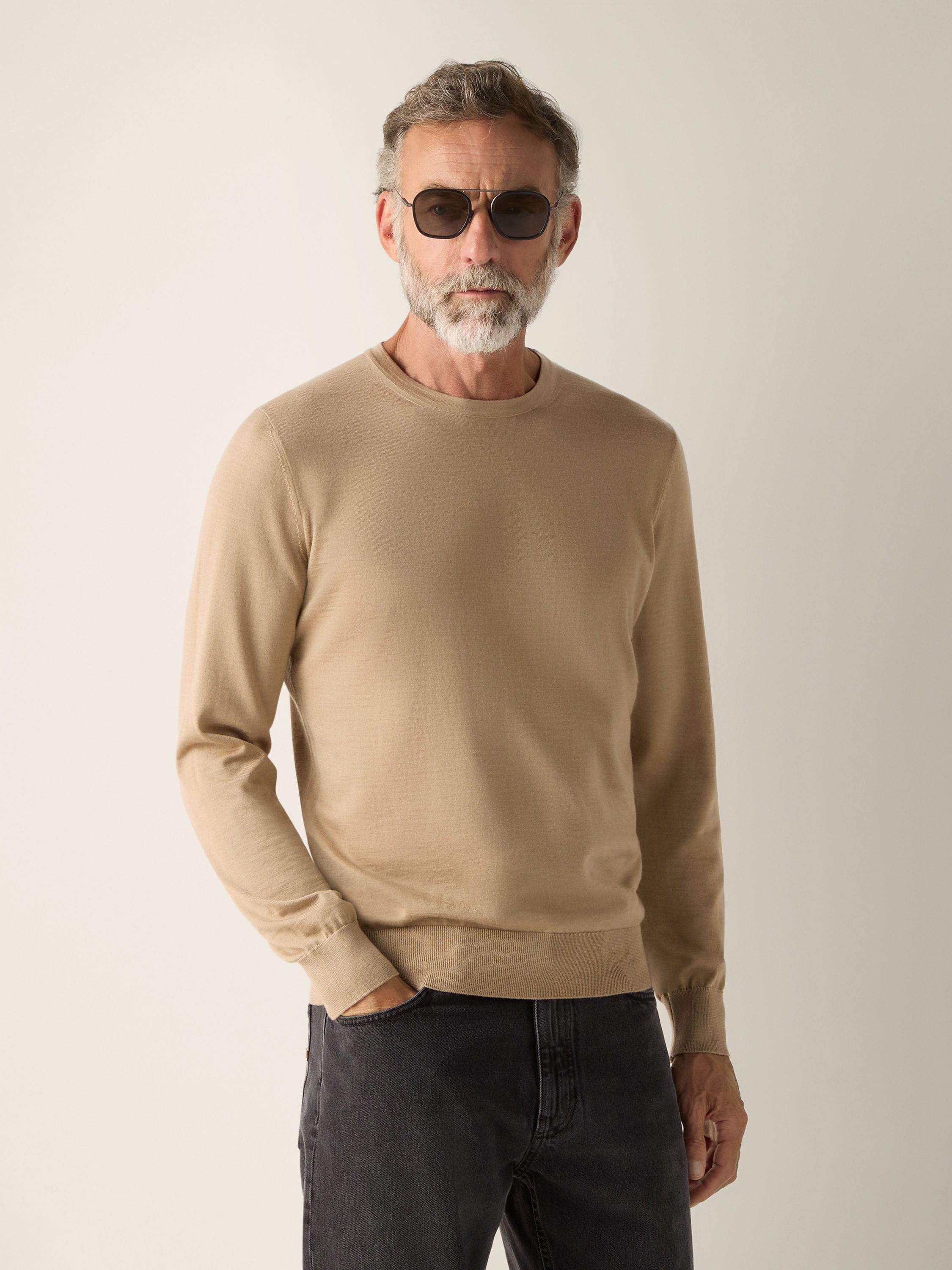 Beige Mélange Cashseta Crewneck Product detail photo #3