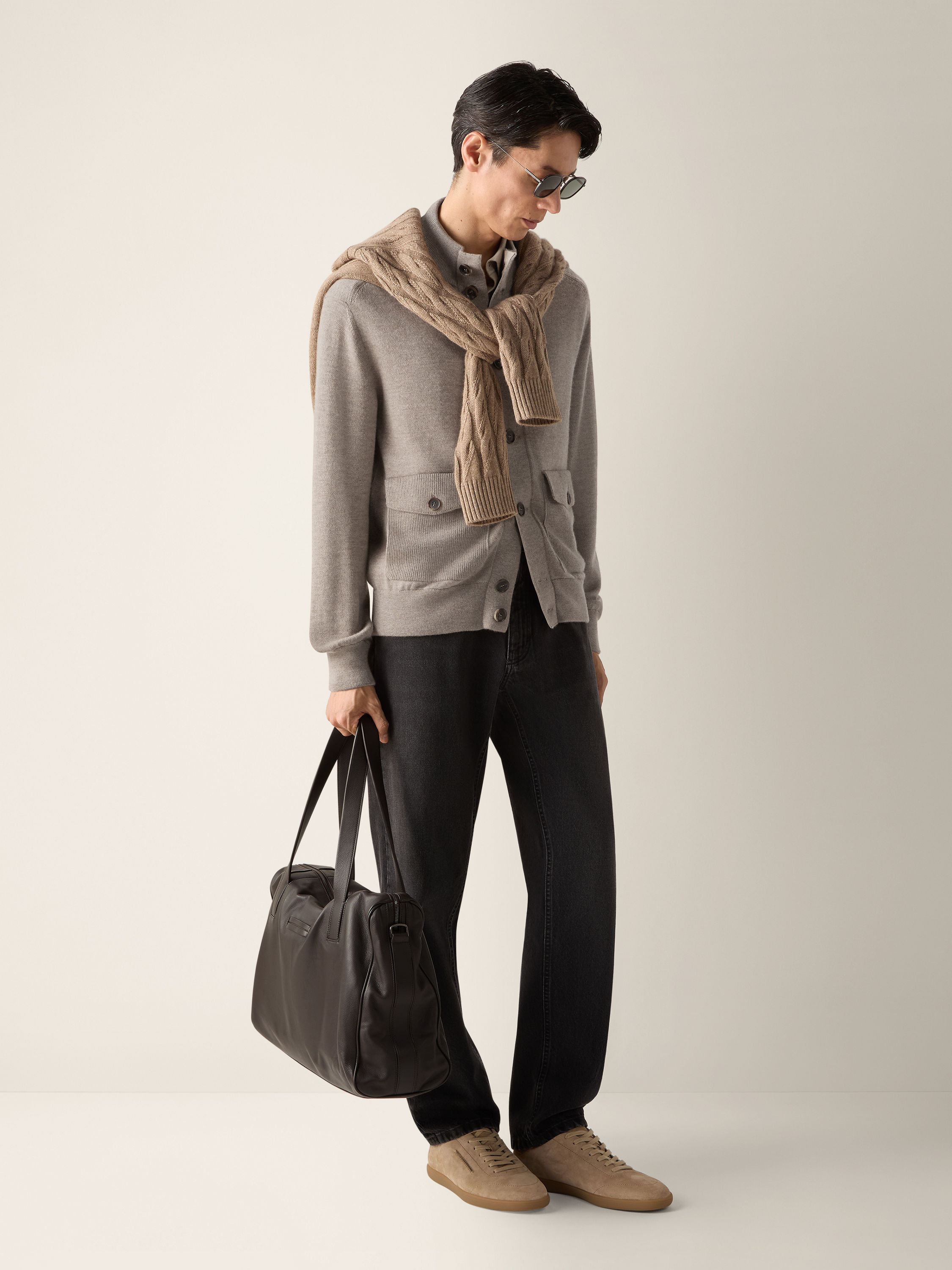 Light Taupe Mélange Cashmere Blouson Product detail photo #2