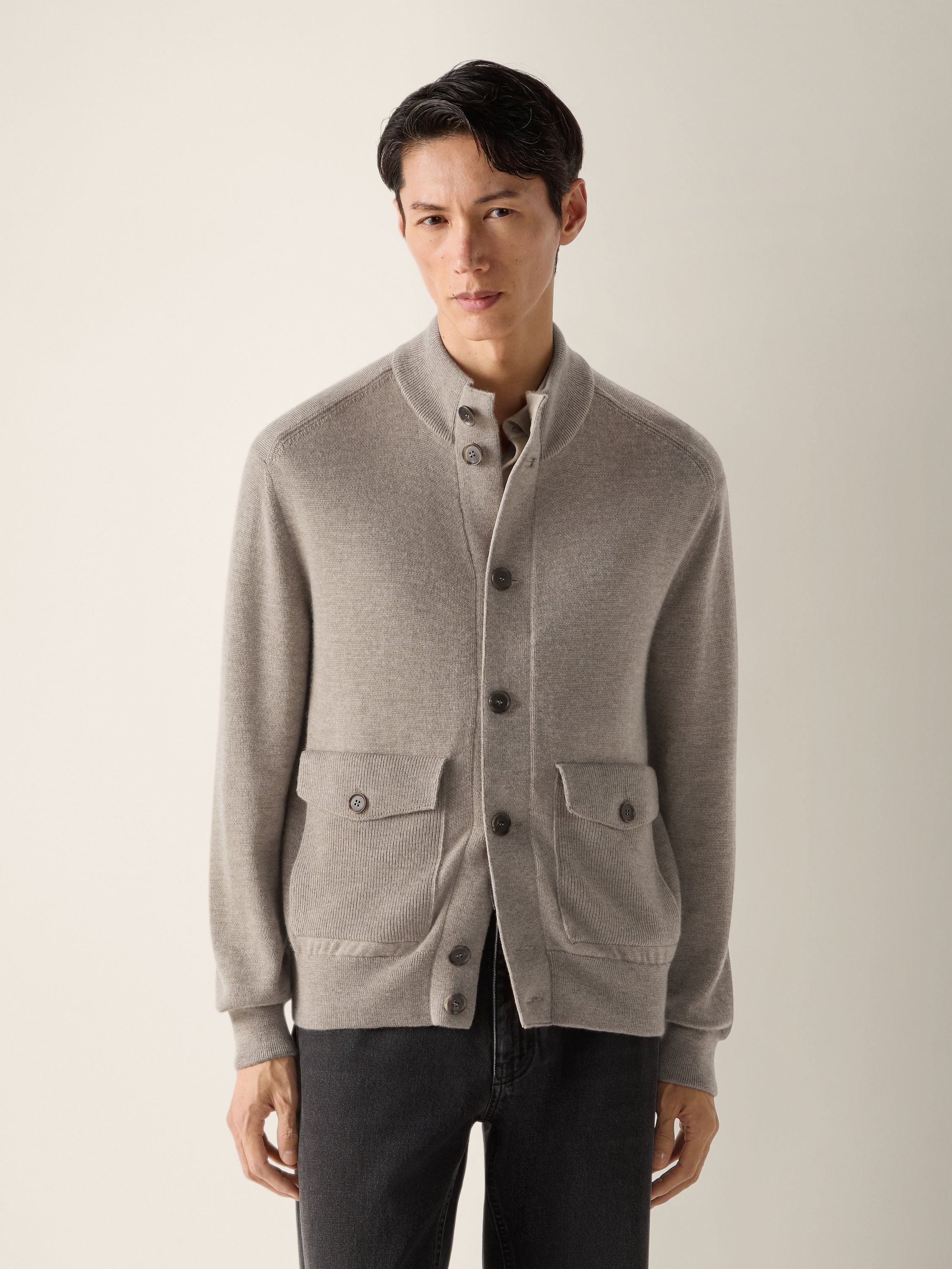 Light Taupe Mélange Cashmere Blouson Product detail photo #3