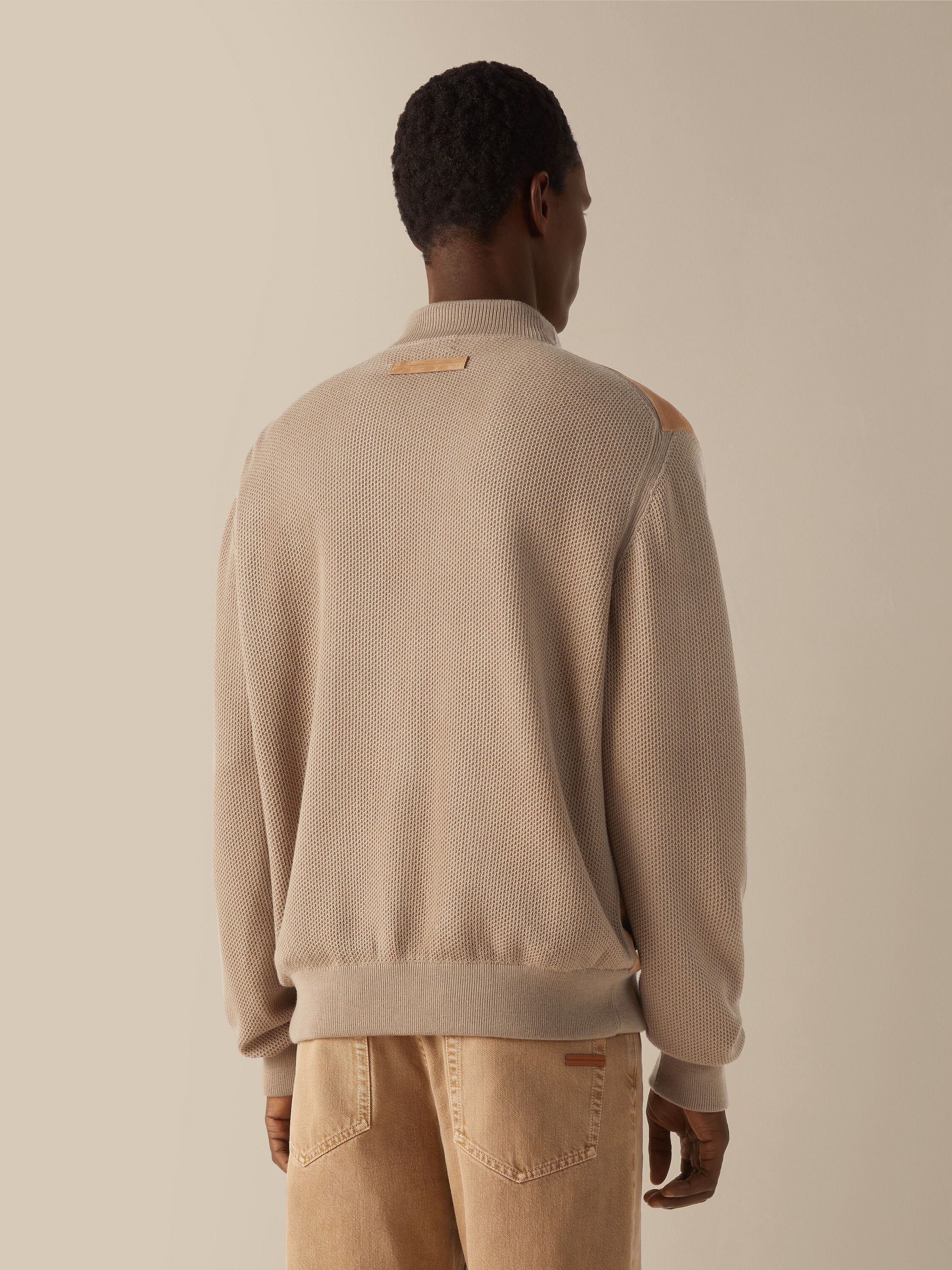 米色山羊绒飞行员夹克 产品细节图 #5