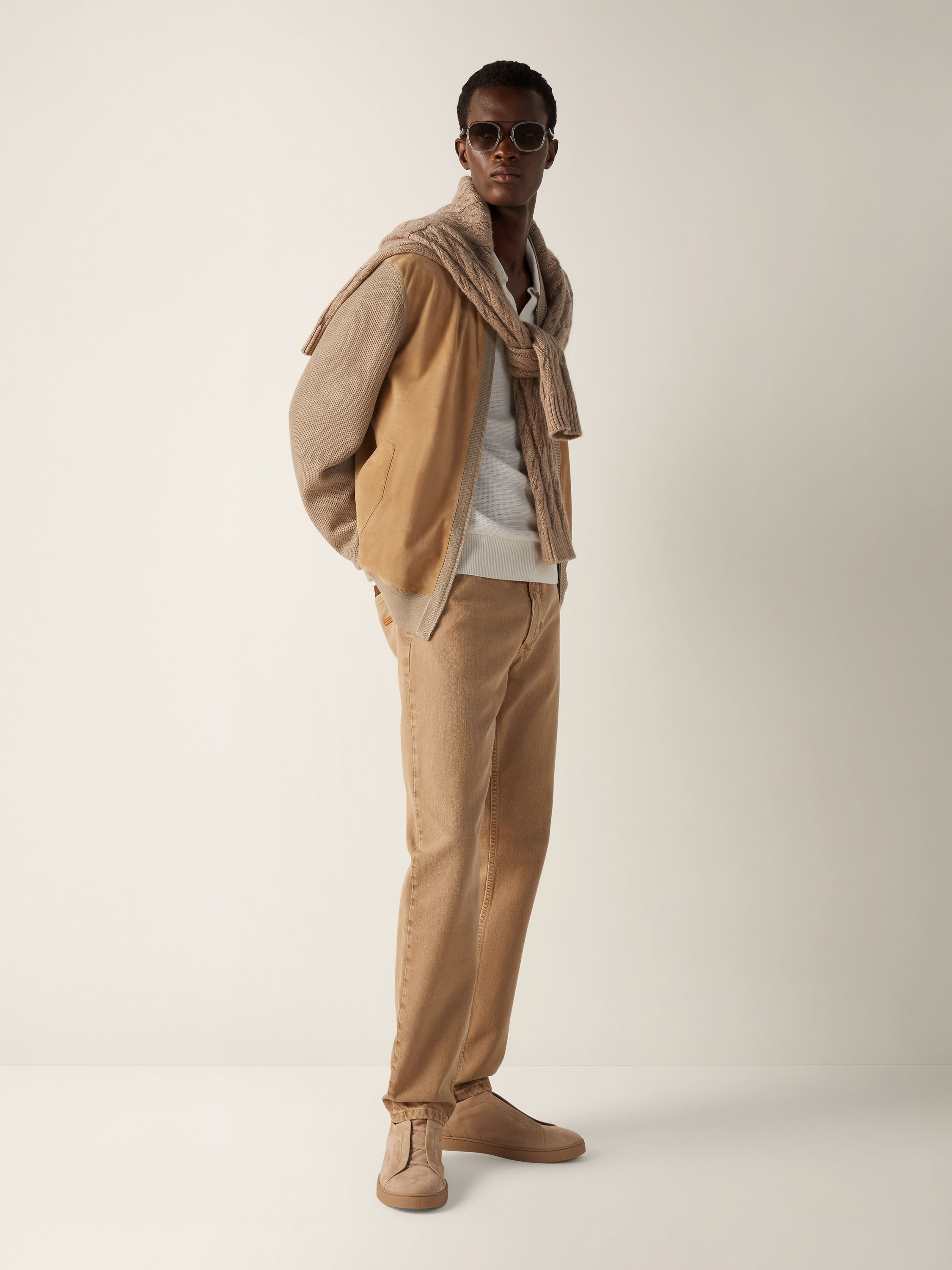 米色山羊绒飞行员夹克 产品细节图 #2