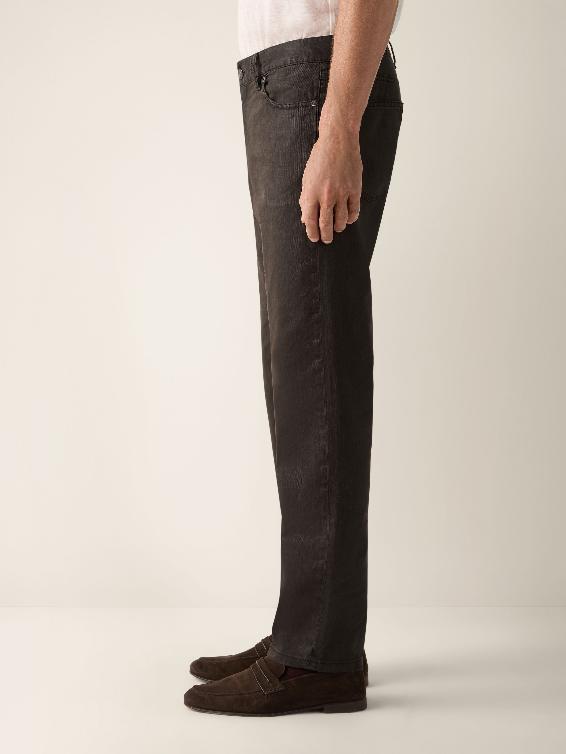 深棕色弹力亚麻及棉质 Roccia 长裤 產品細節圖 #2