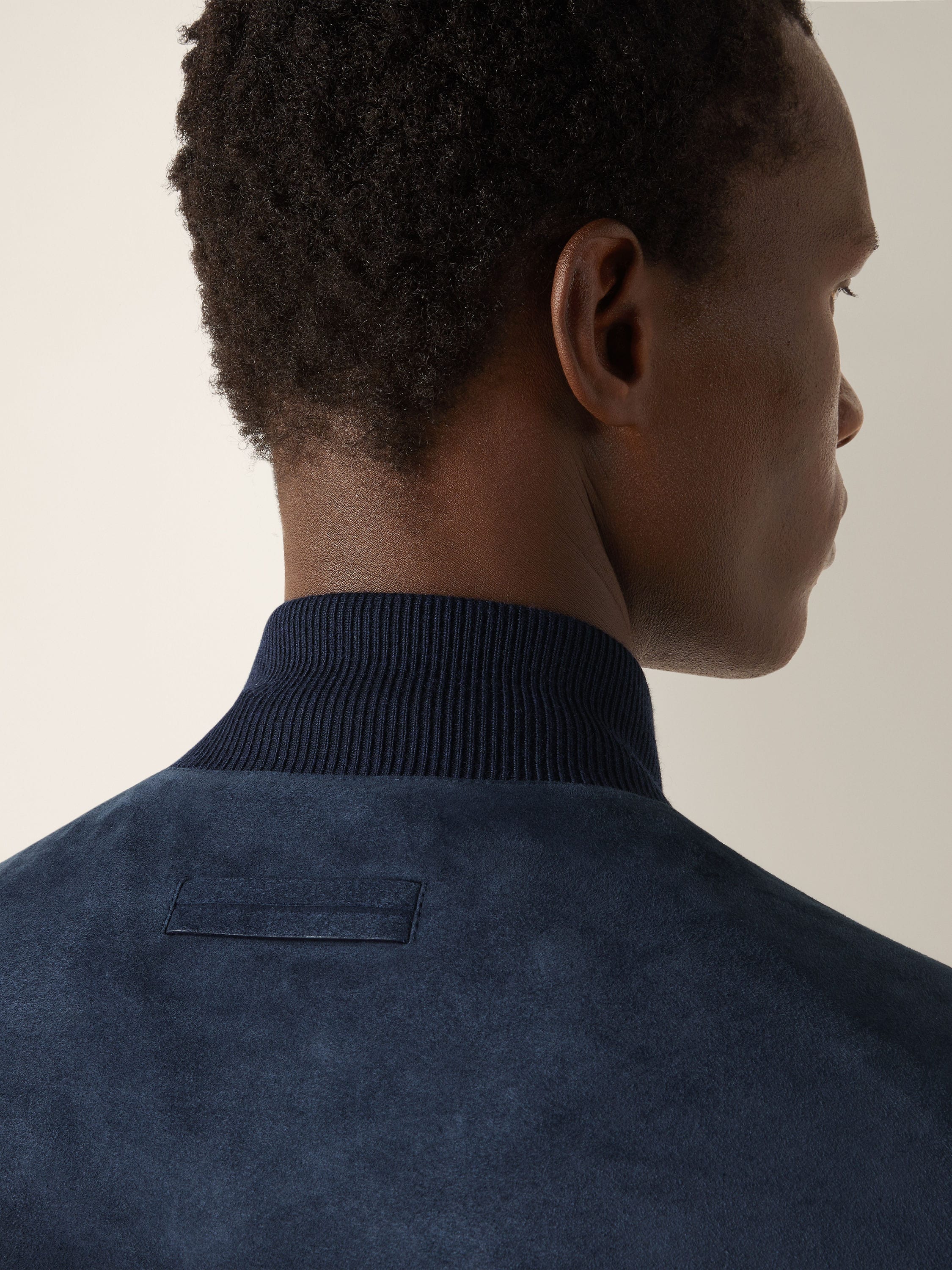 Dark Indigo Blue Suede Blouson Product detail photo #2