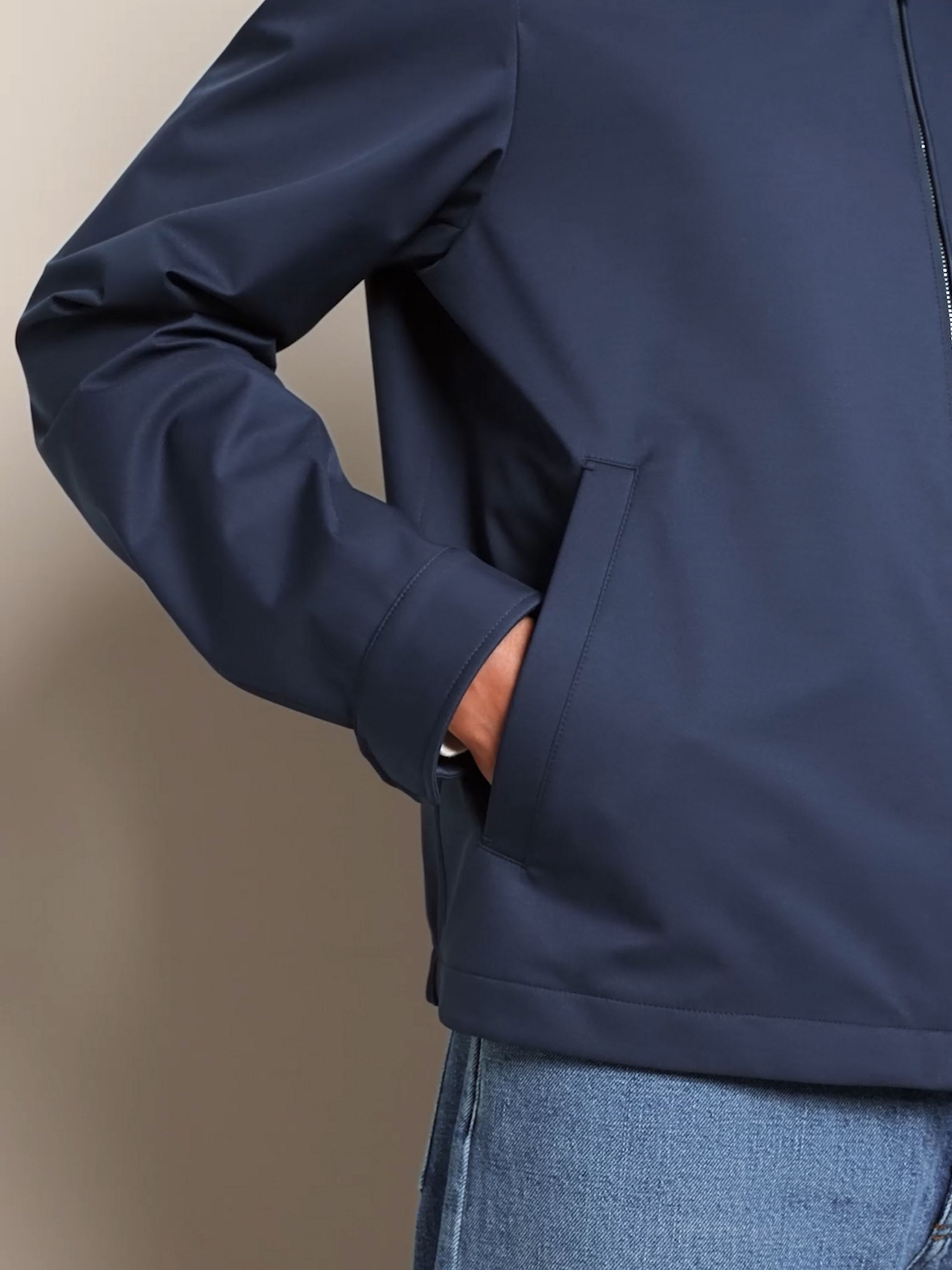 深靛蓝色微纤维 Motorin 100cc 双面束腰夹克