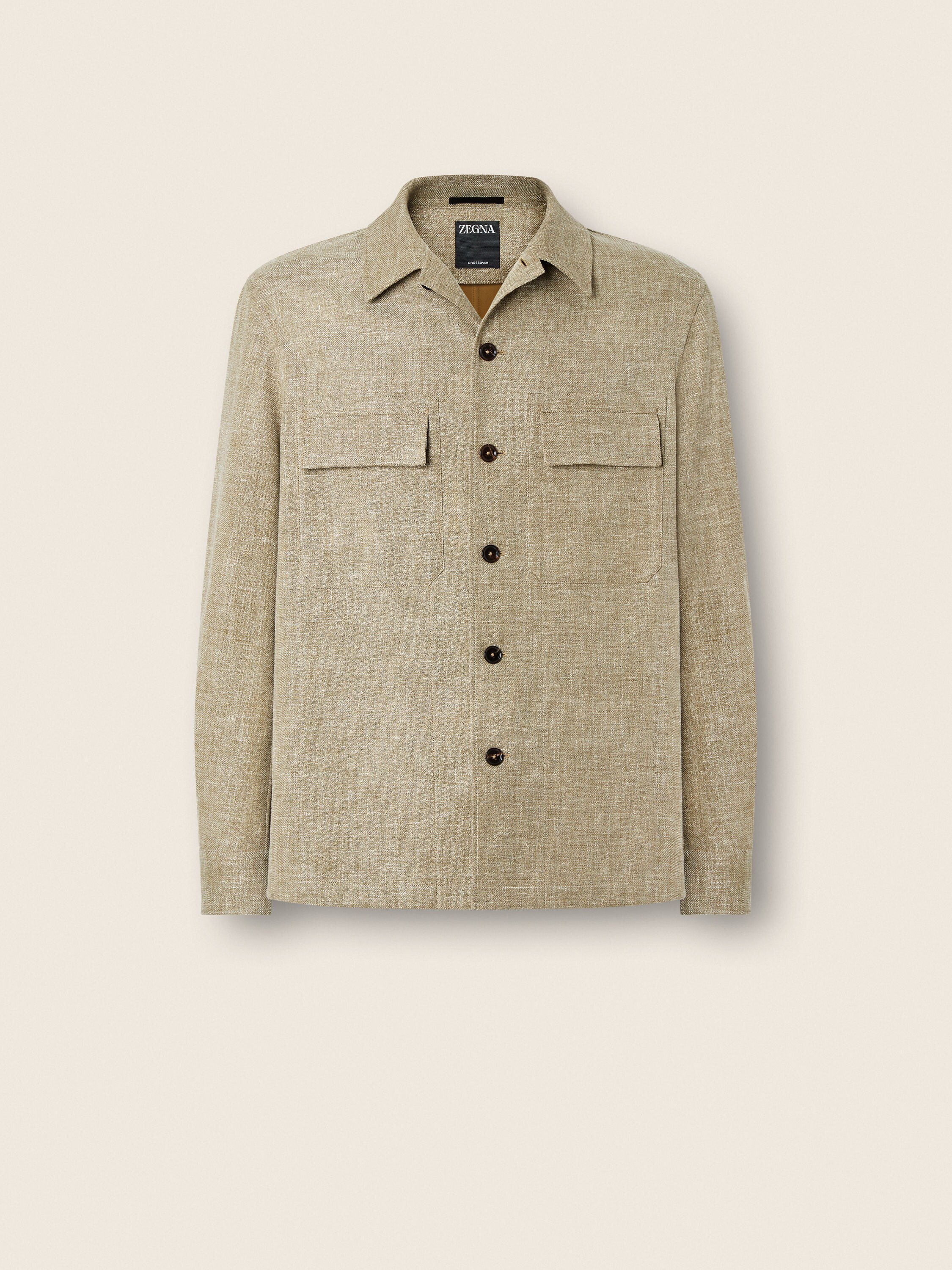 Crossover Linen Wool and Silk Blend Overshirt Main product photo