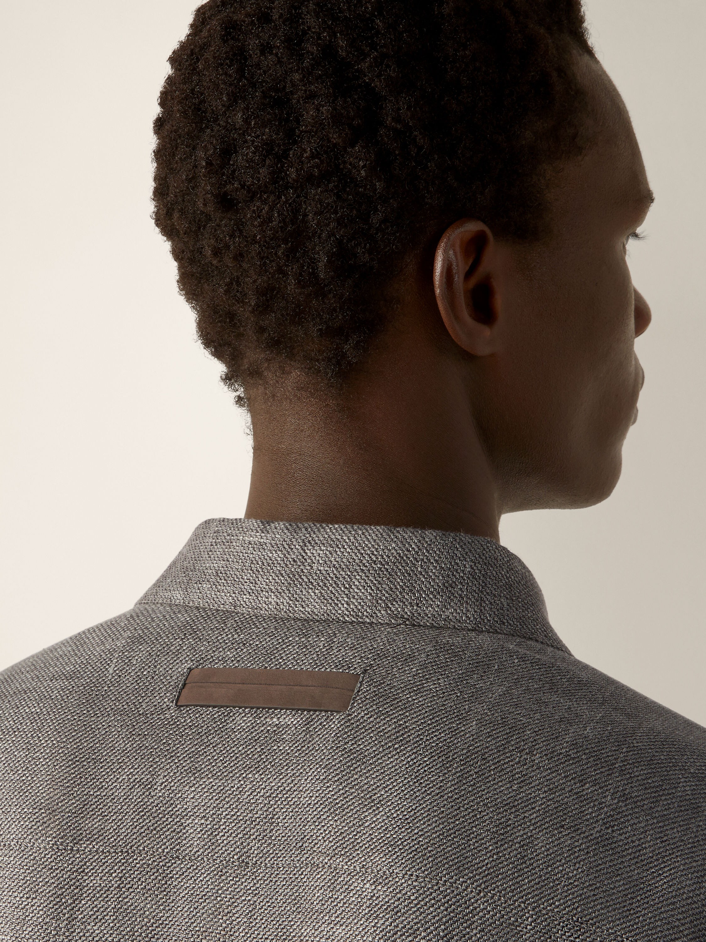 深棕色山羊绒、亚麻及桑蚕丝衬衫外套 产品细节图 #2