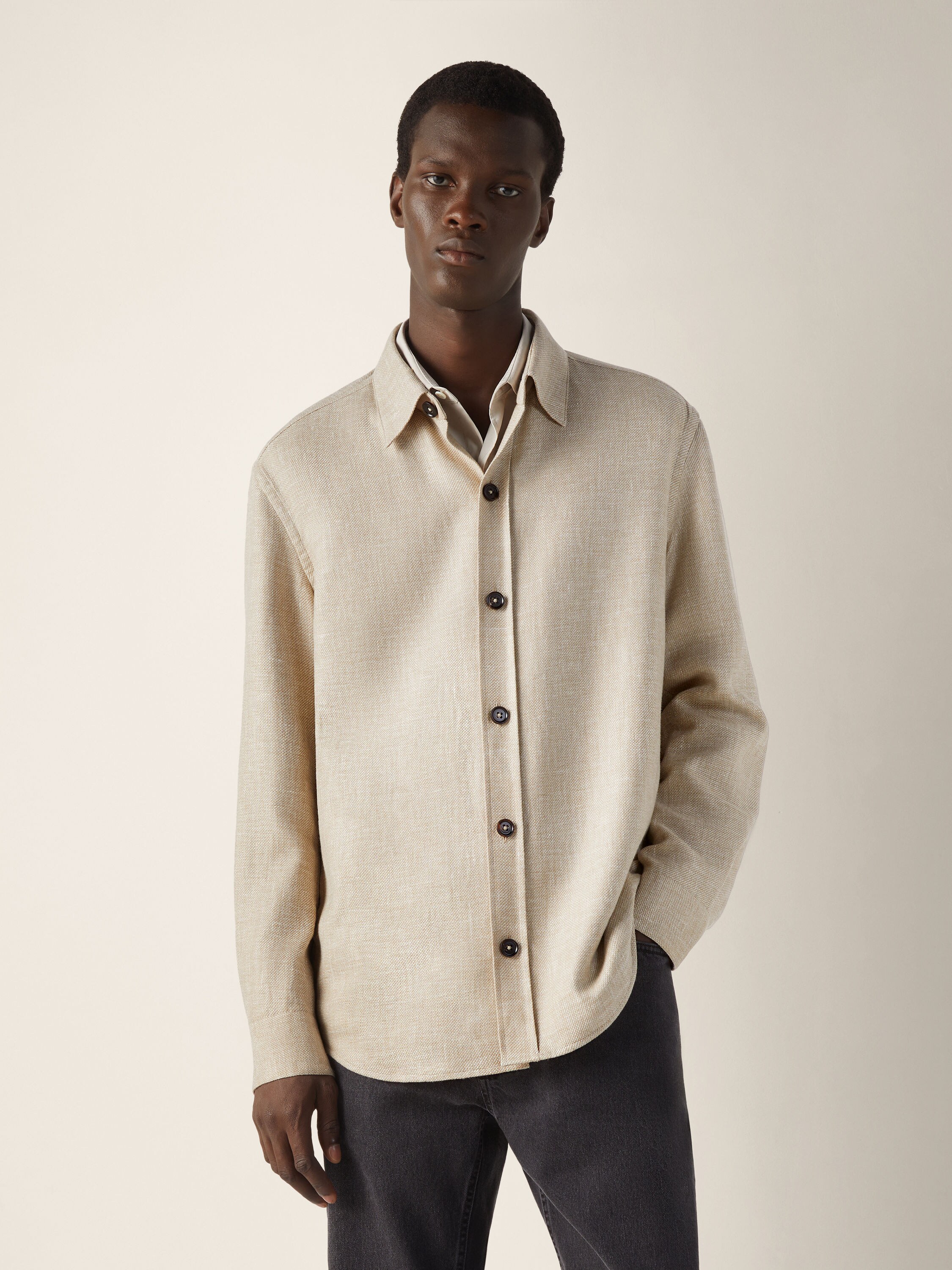 Cashmere Linen and Silk Overshirt Product detail photo #3
