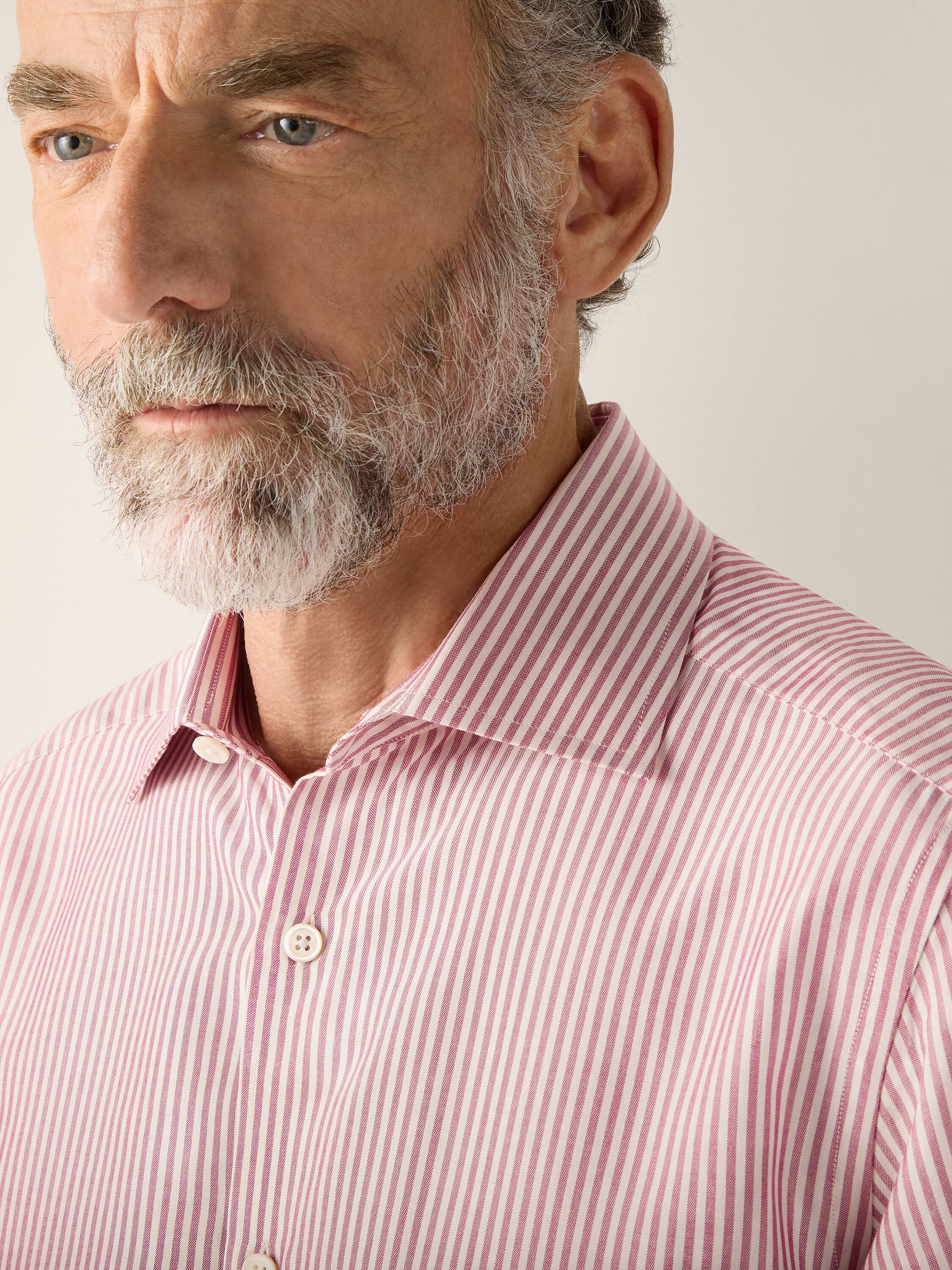 深粉色配白色桑蚕丝衬衫 产品细节图 #2