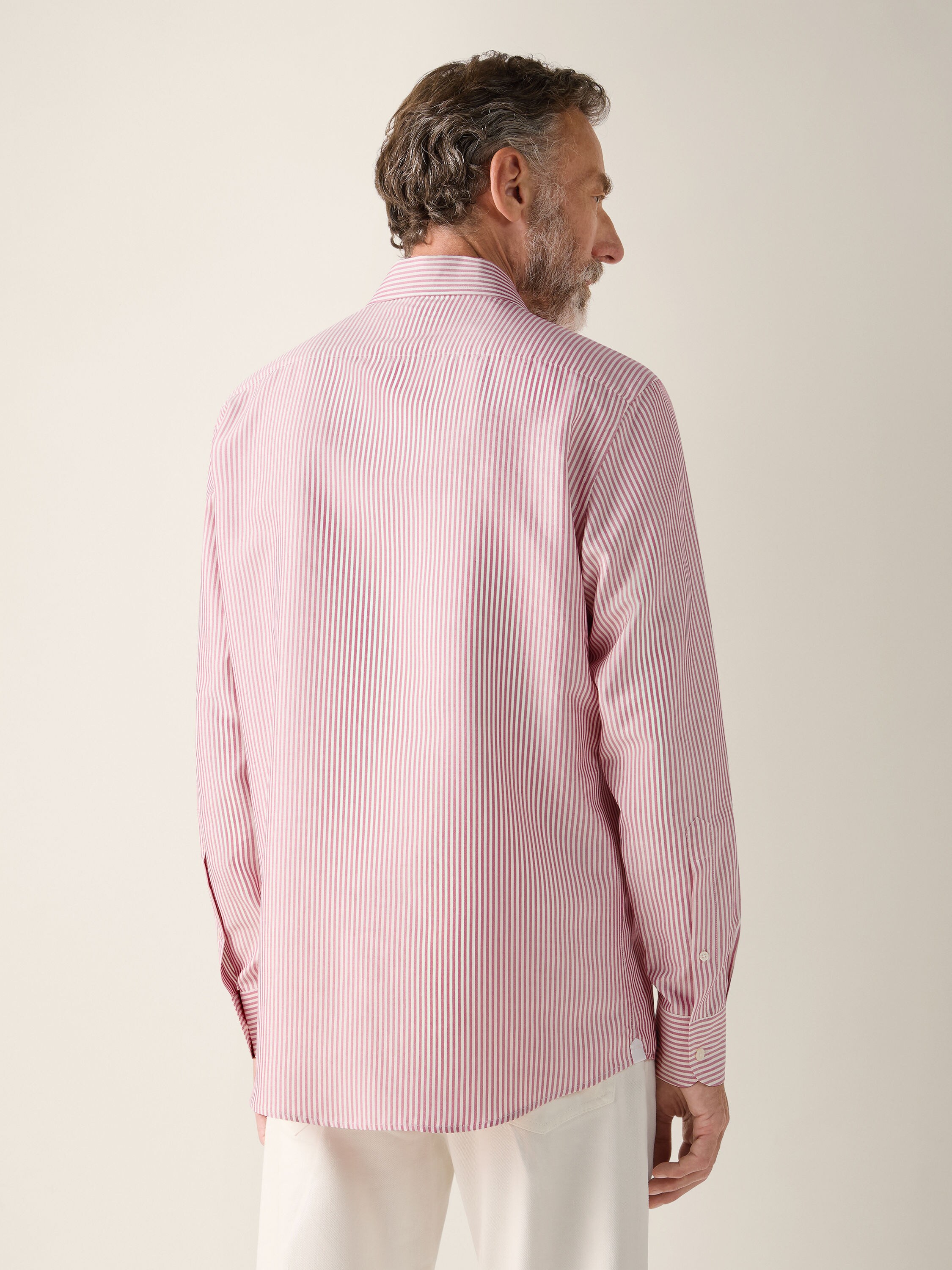 深粉色配白色桑蚕丝衬衫 产品细节图 #4