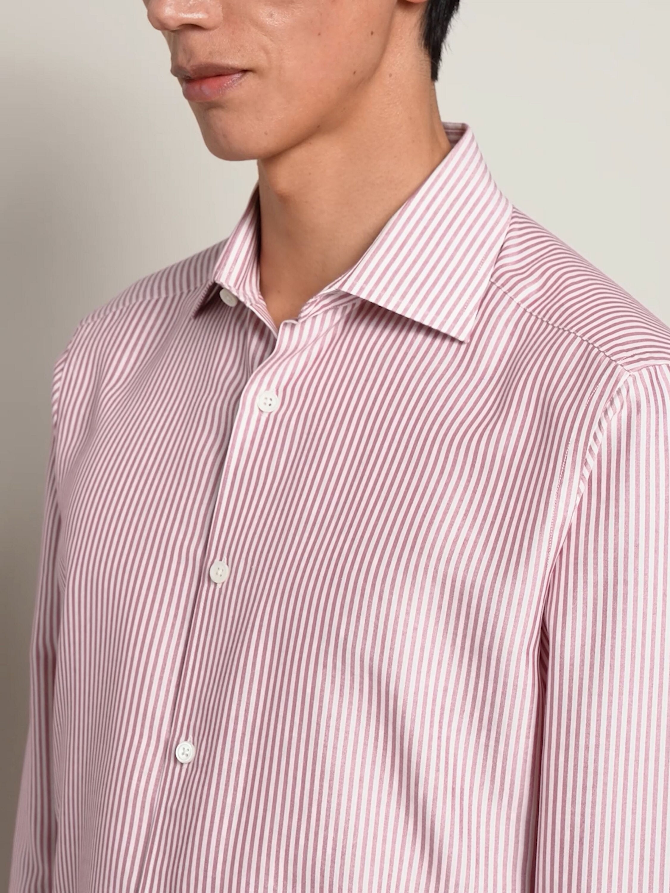 深粉色配白色桑蚕丝衬衫