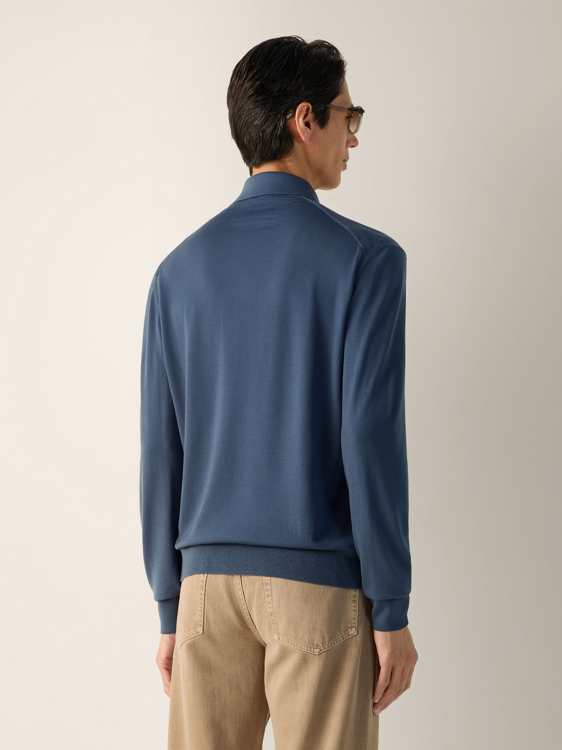 Light Blue Trofeo 15milmil15 Wool Polo Shirt Product detail photo #4