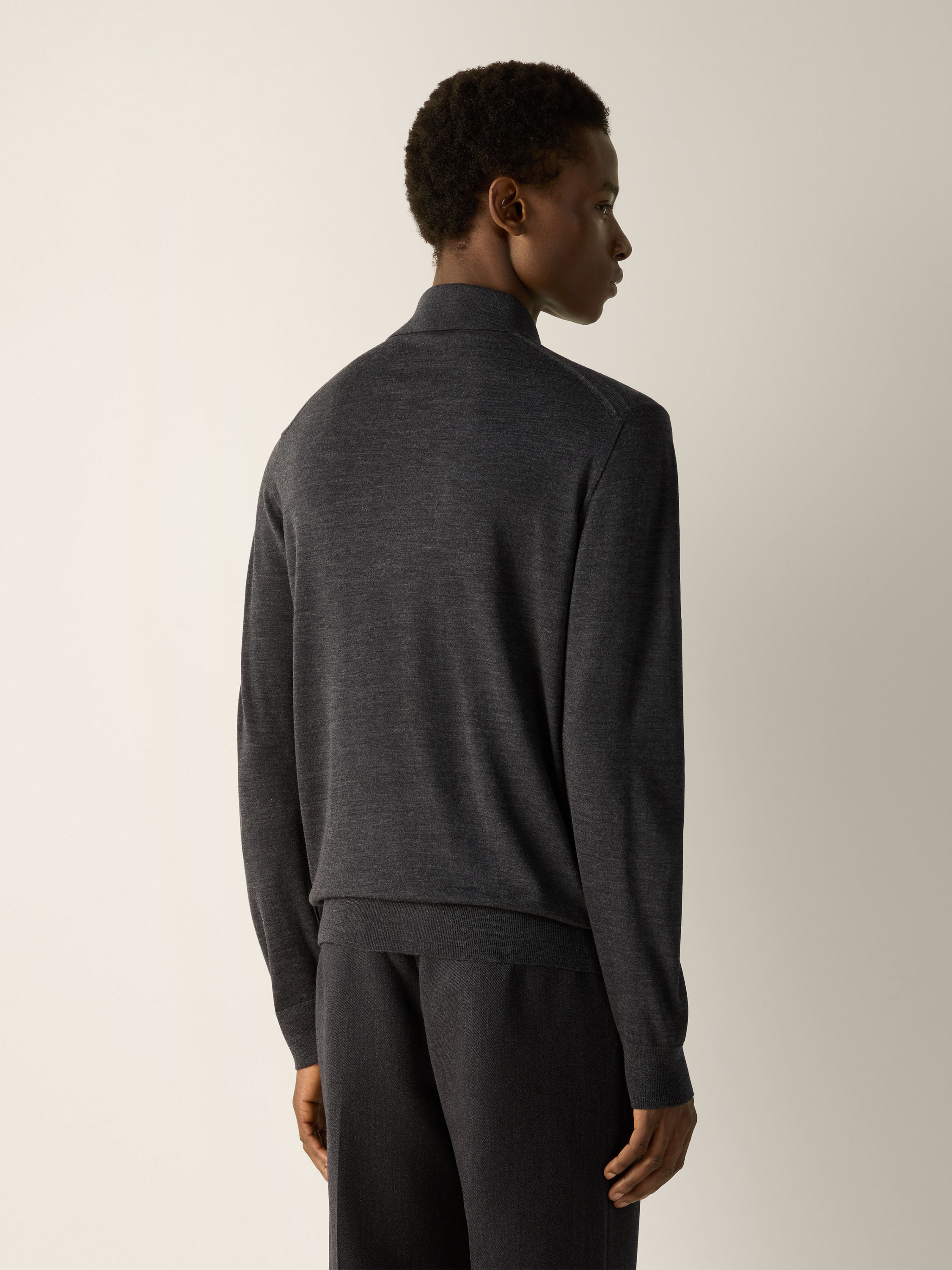 Dark Grey Trofeo 15milmil15 Wool Polo Shirt Product detail photo #4