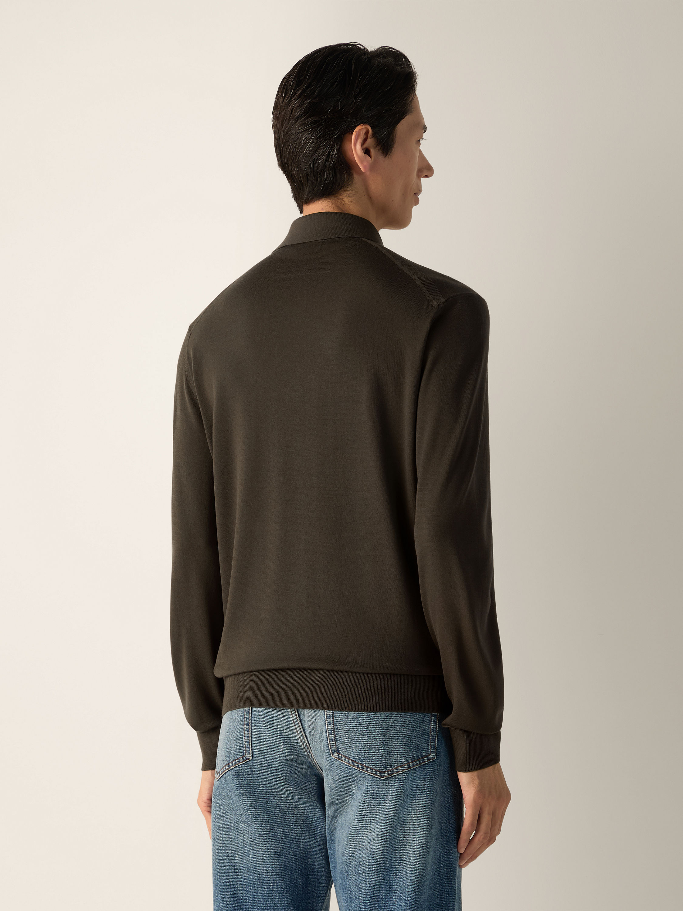 Dark Olive Green Trofeo 15milmil15 Wool Polo Shirt Product detail photo #4