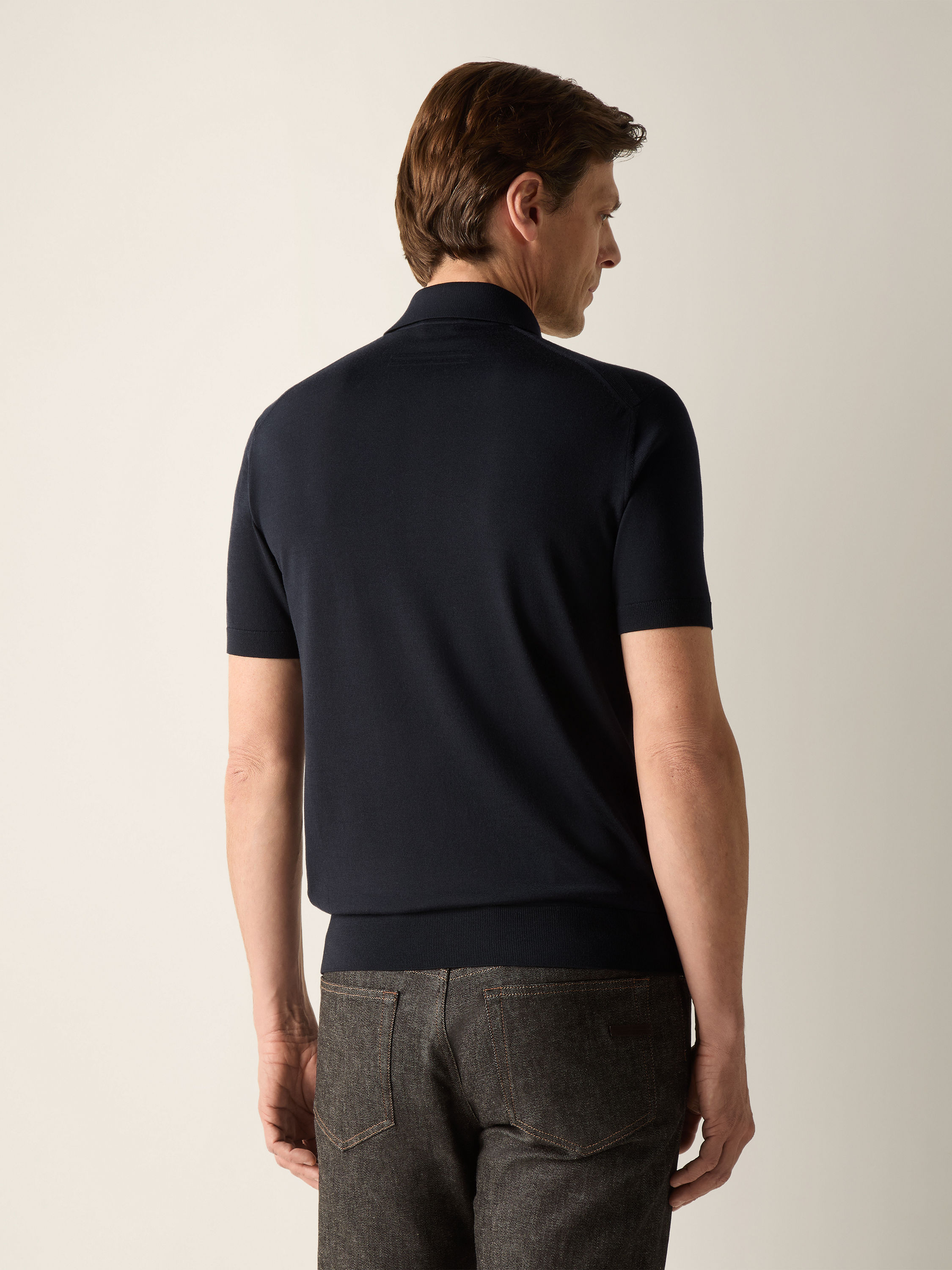 Navy Blue Trofeo 15milmil15 Wool Polo Shirt Product detail photo #4