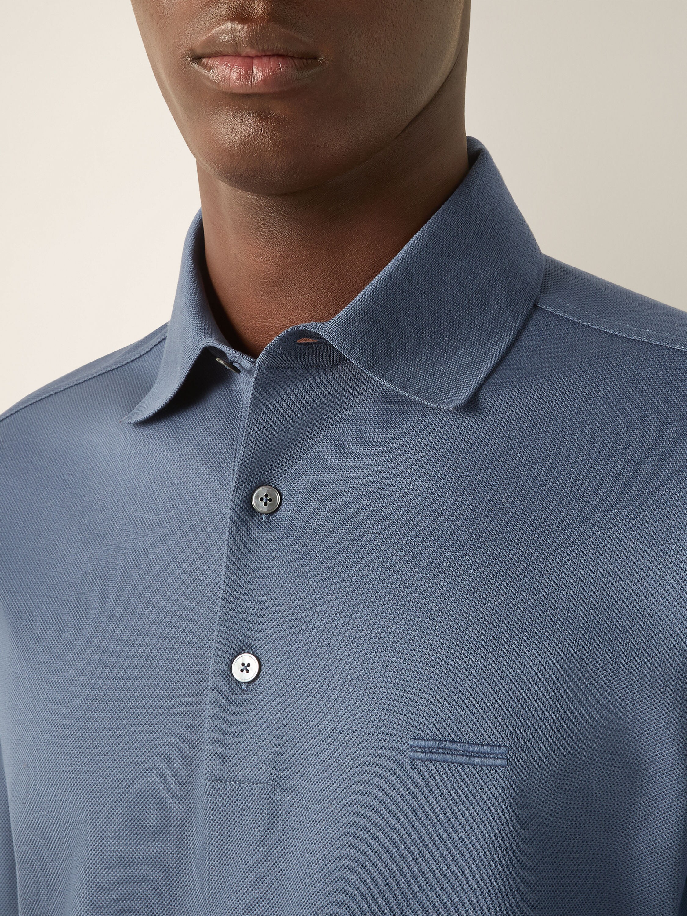 Light Blue Cotton Piquet Polo Shirt Product detail photo #1