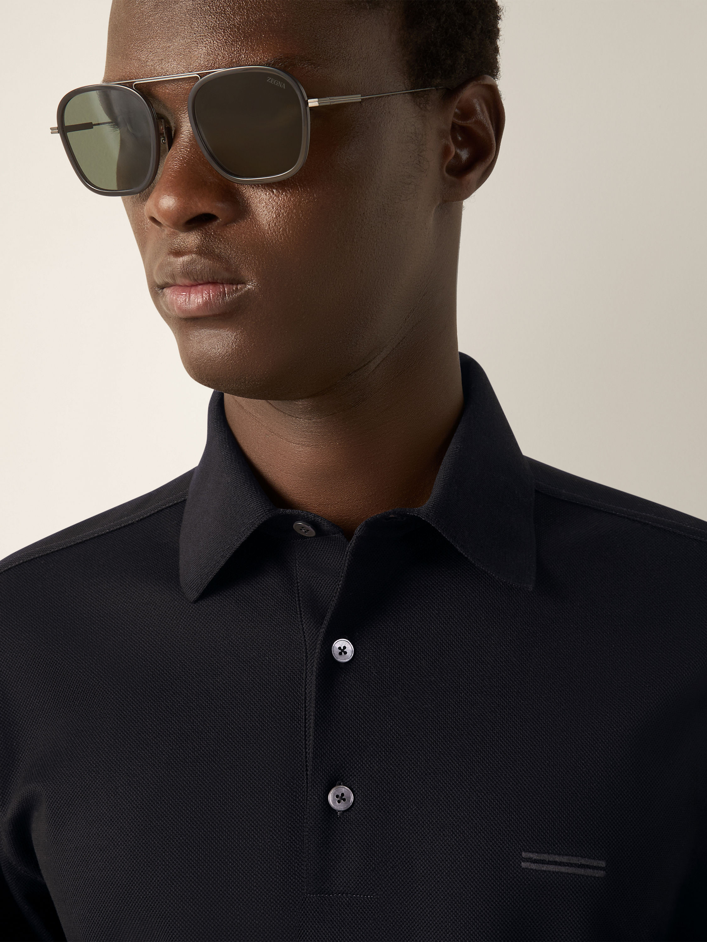 Black Cotton Piquet Polo Shirt Product detail photo #1