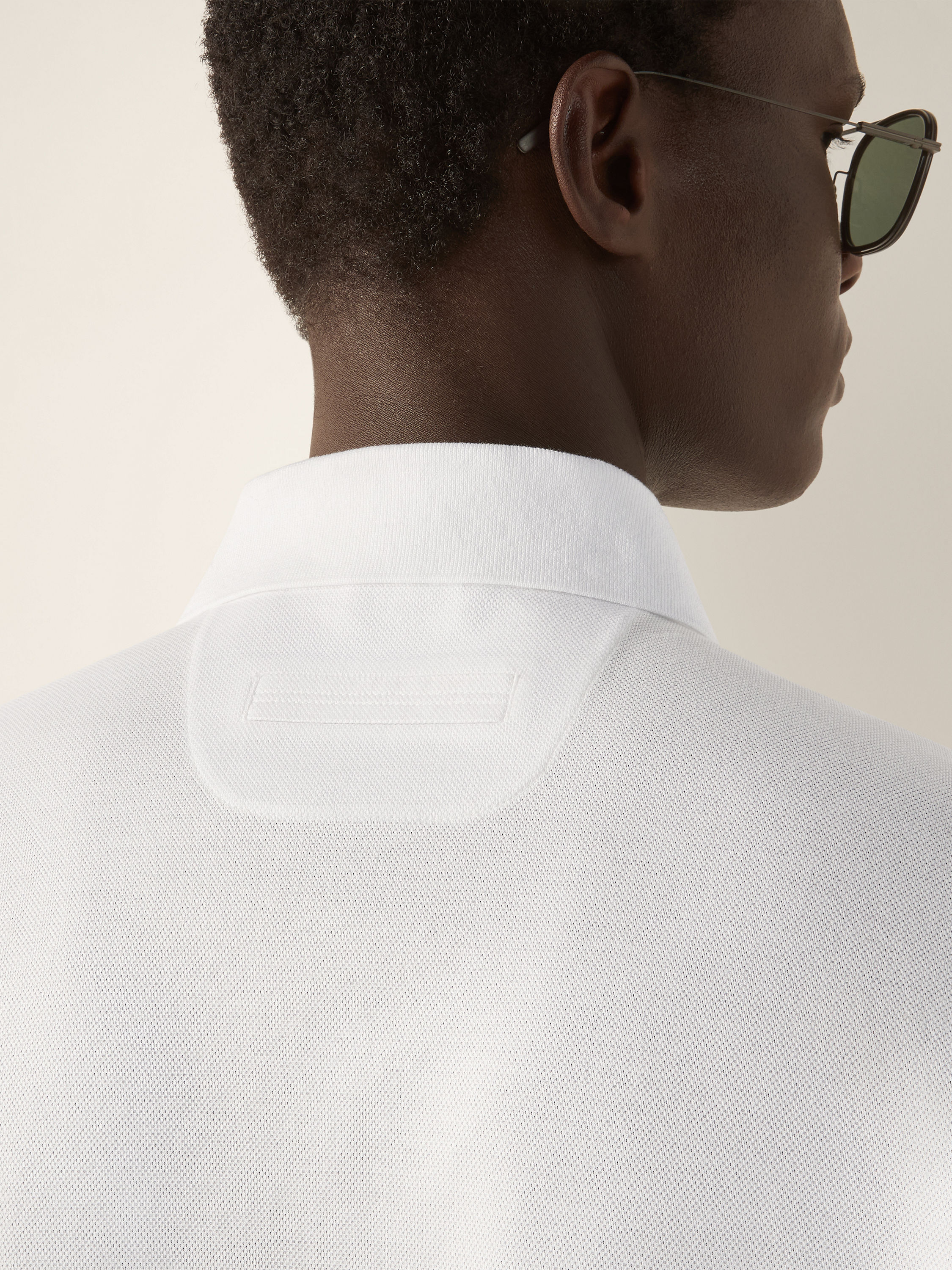 Optical White Cotton Piquet Polo Shirt Product detail photo #1