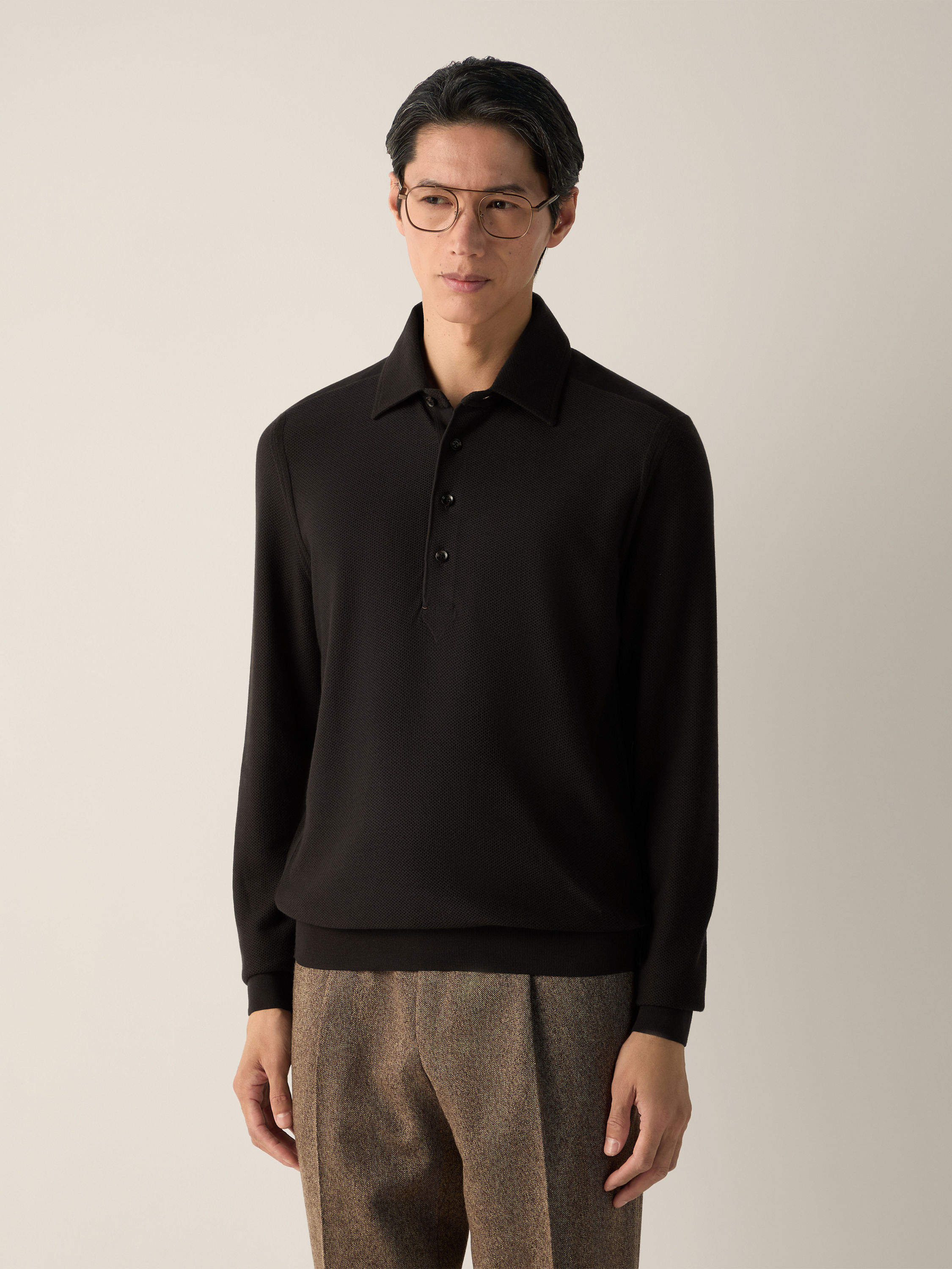 Dark Brown Vellus Aureum Polo Shirt Product detail photo #3