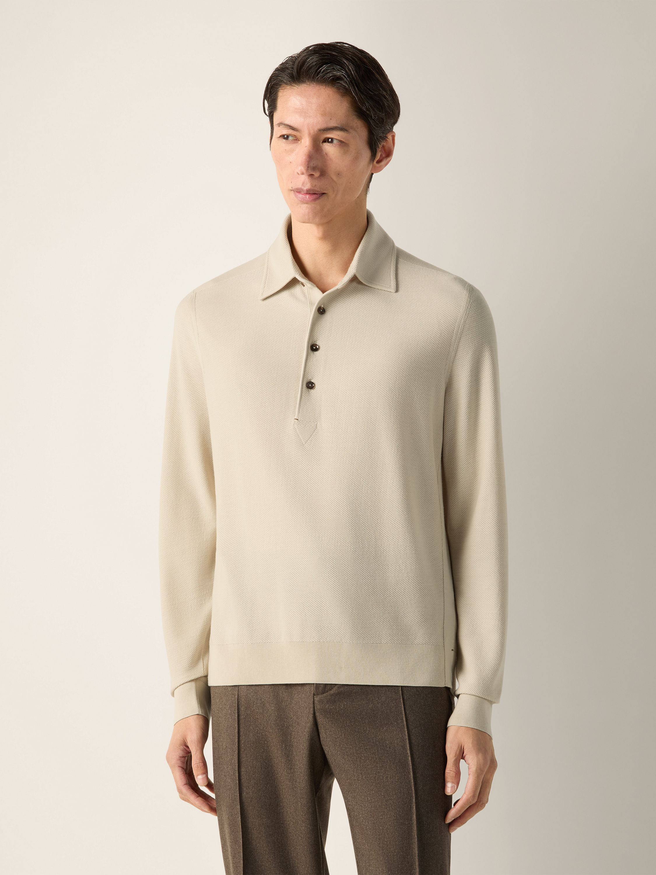 Cream White Vellus Aureum Polo Shirt Product detail photo #3