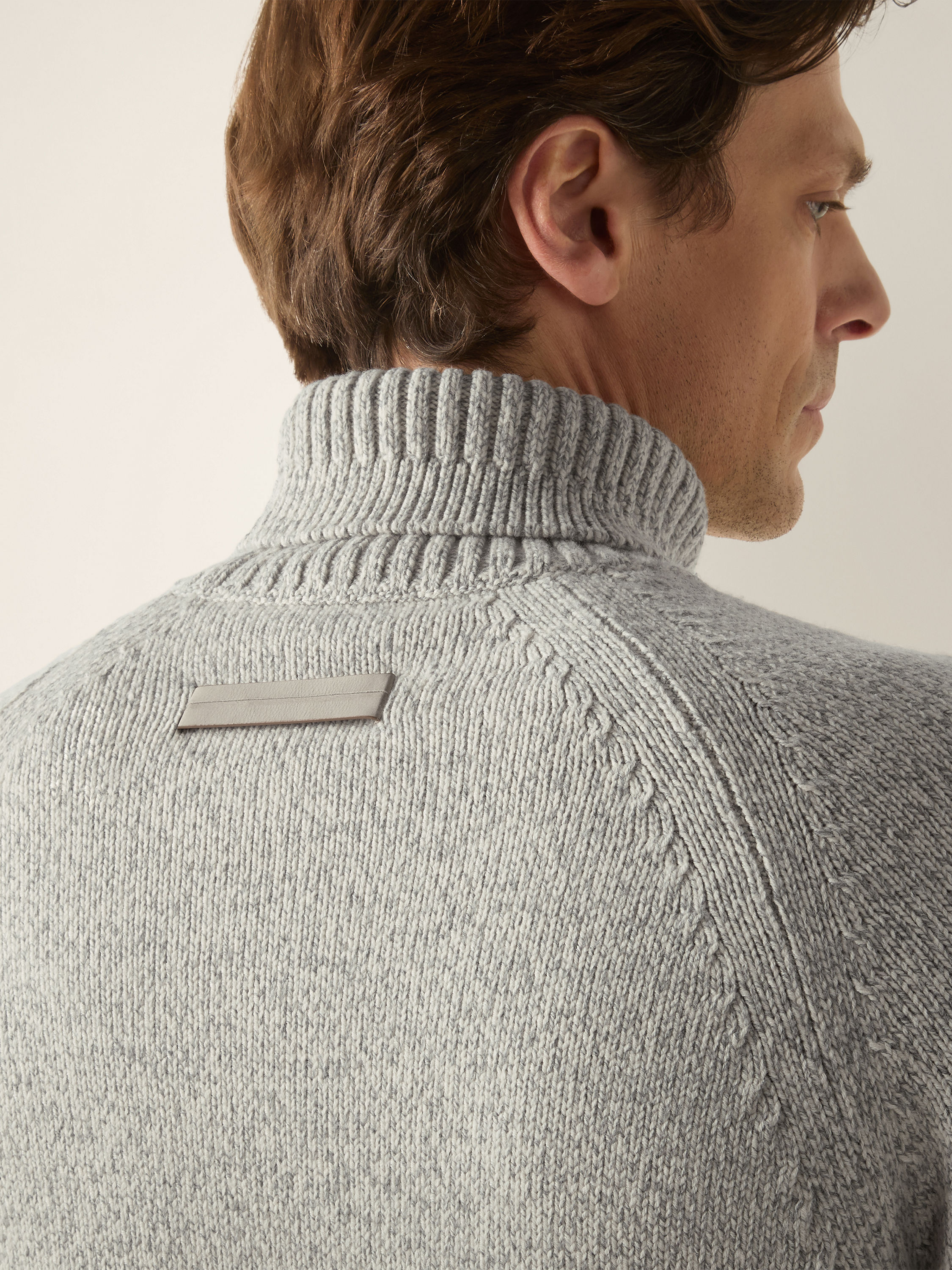 Cream White and Grey Vellus Aureum Turtleneck Product detail photo #1