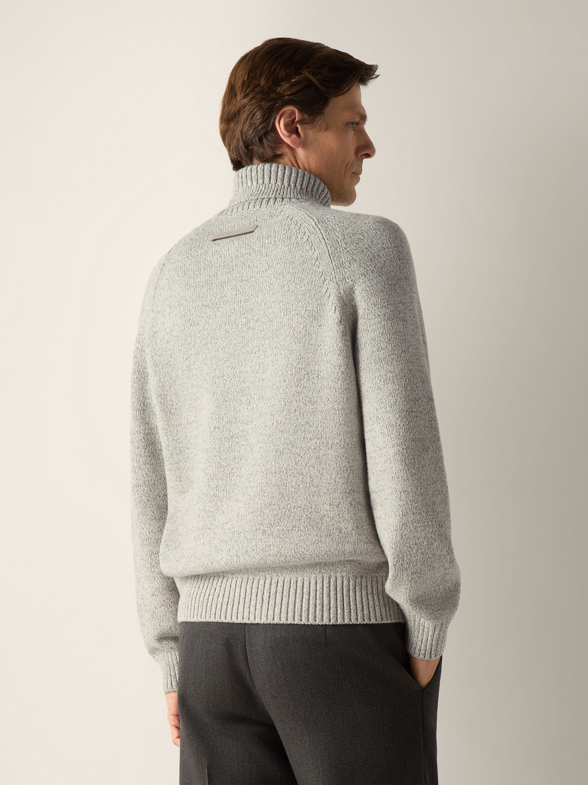 Cream White and Grey Vellus Aureum Turtleneck Product detail photo #5