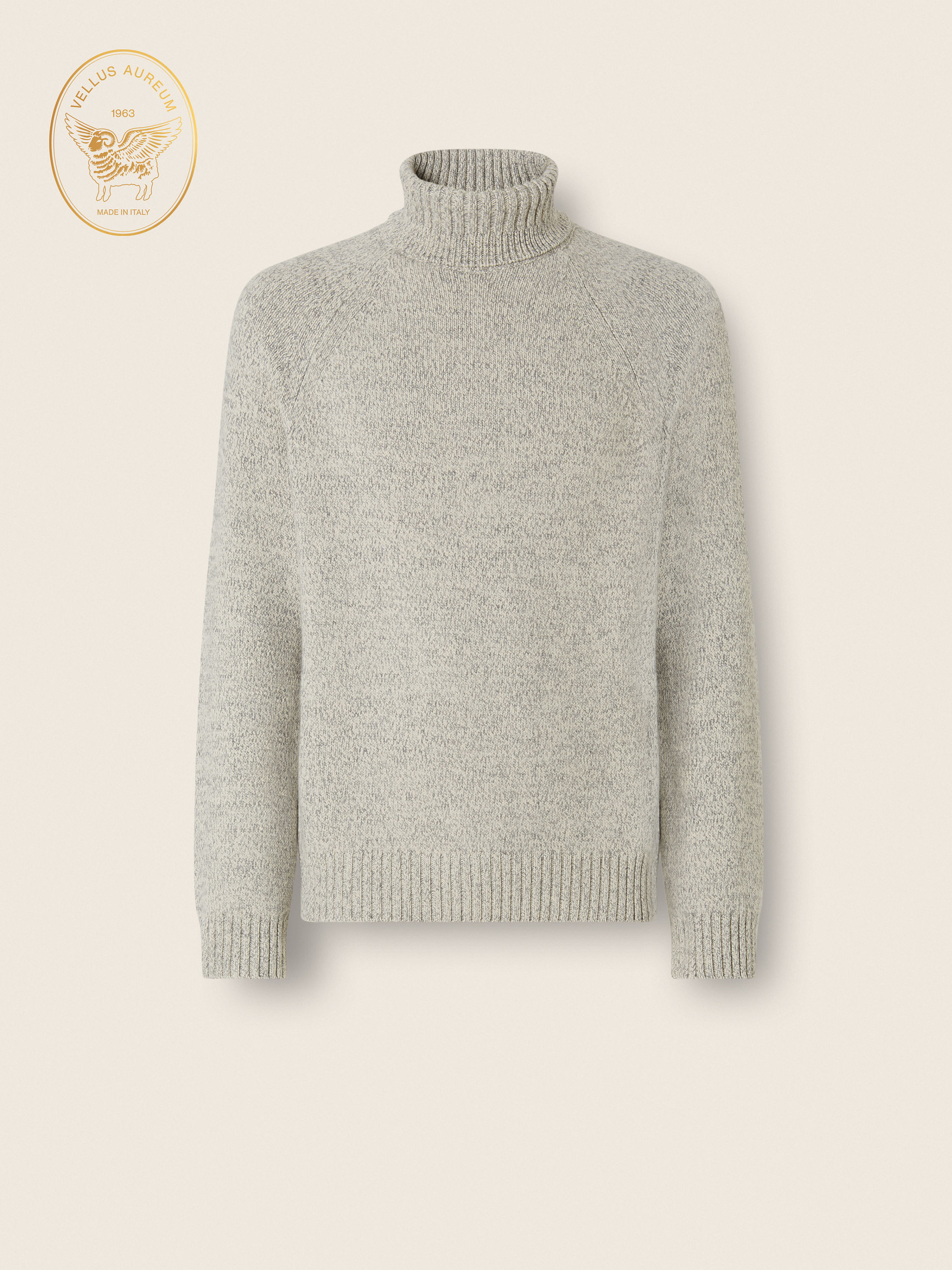 Cream White and Grey Vellus Aureum Turtleneck Main product photo