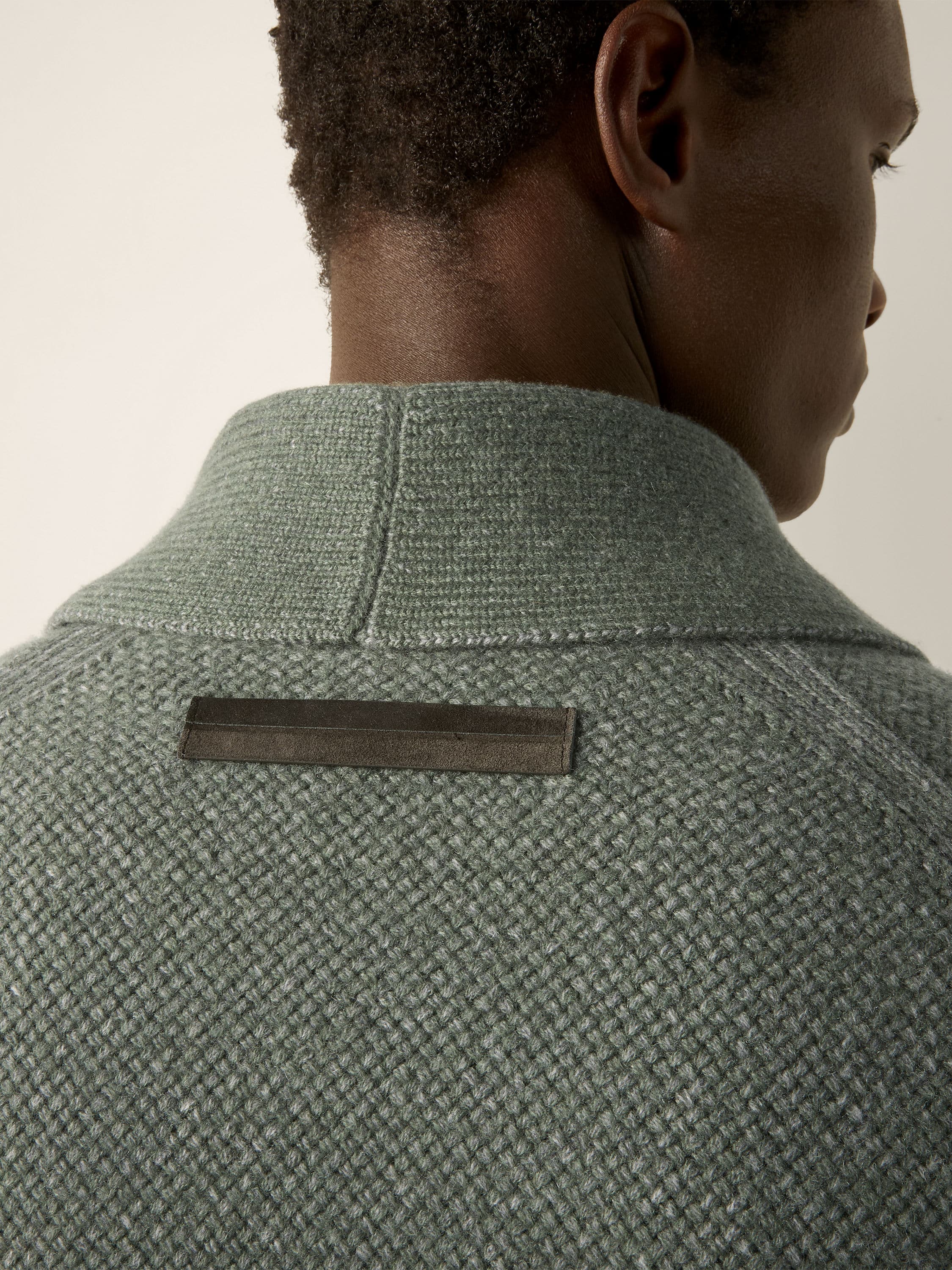 Light Green and Grey Mélange Cashmere and Wool Jacket Product detail photo #1