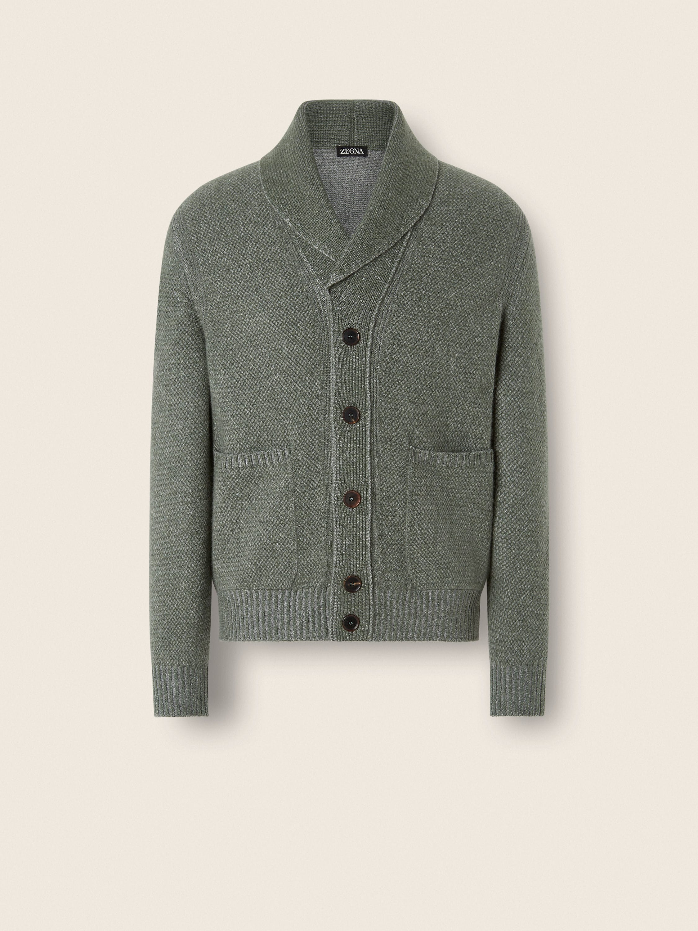 Light Green and Grey Mélange Cashmere and Wool Jacket Main product photo