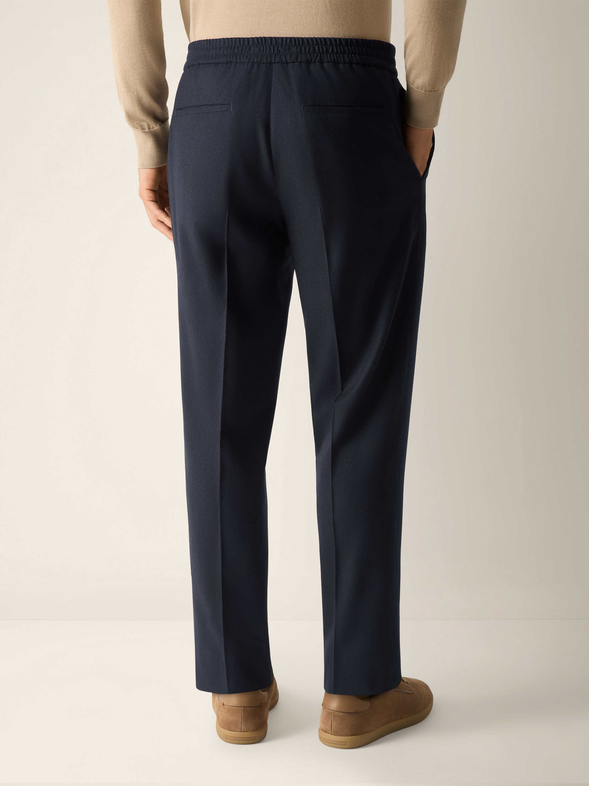 Navy Blue Wool Silk and Cashmere Pants Product detail photo #5