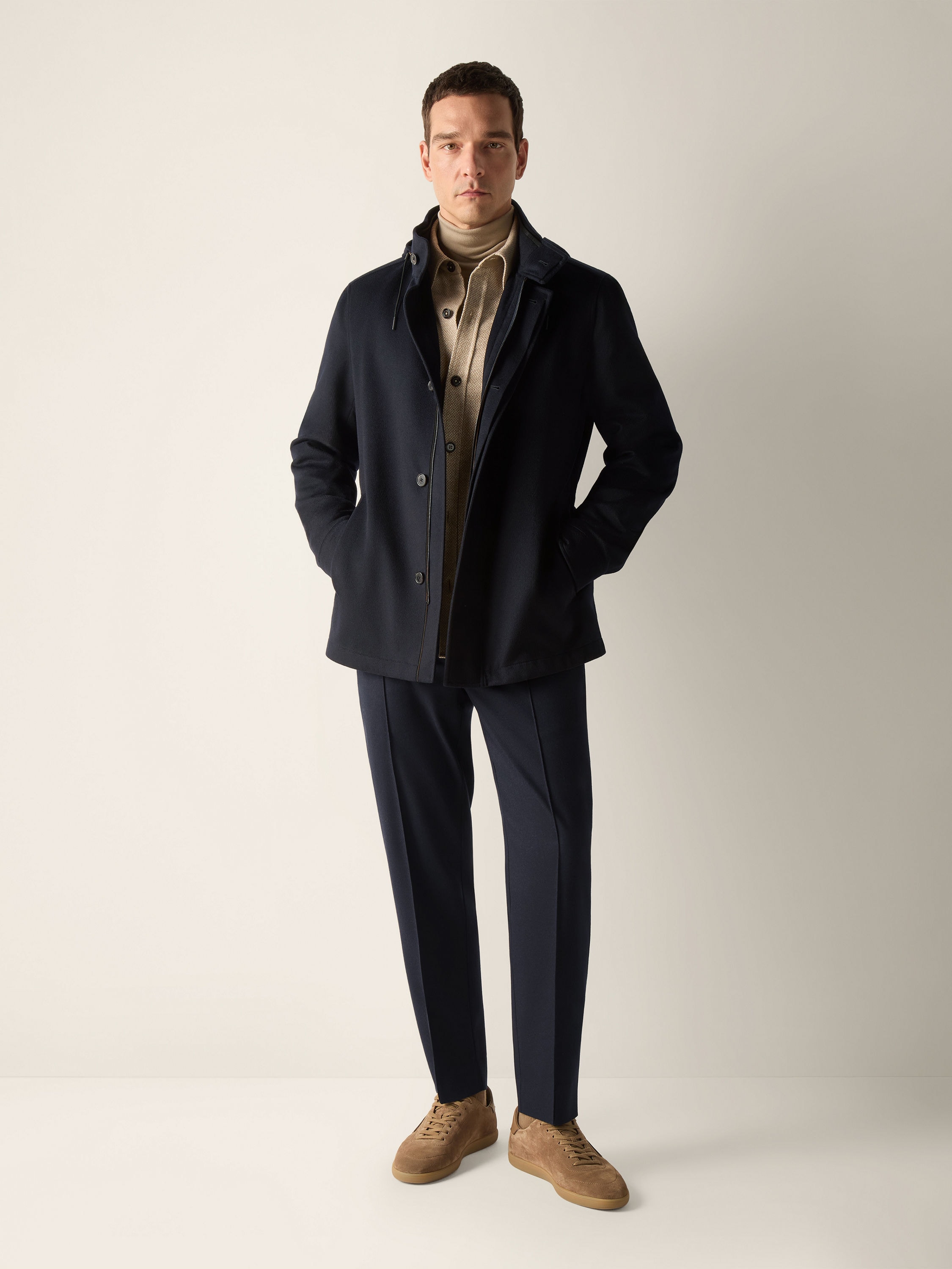 Navy Blue Wool Silk and Cashmere Pants Product detail photo #2