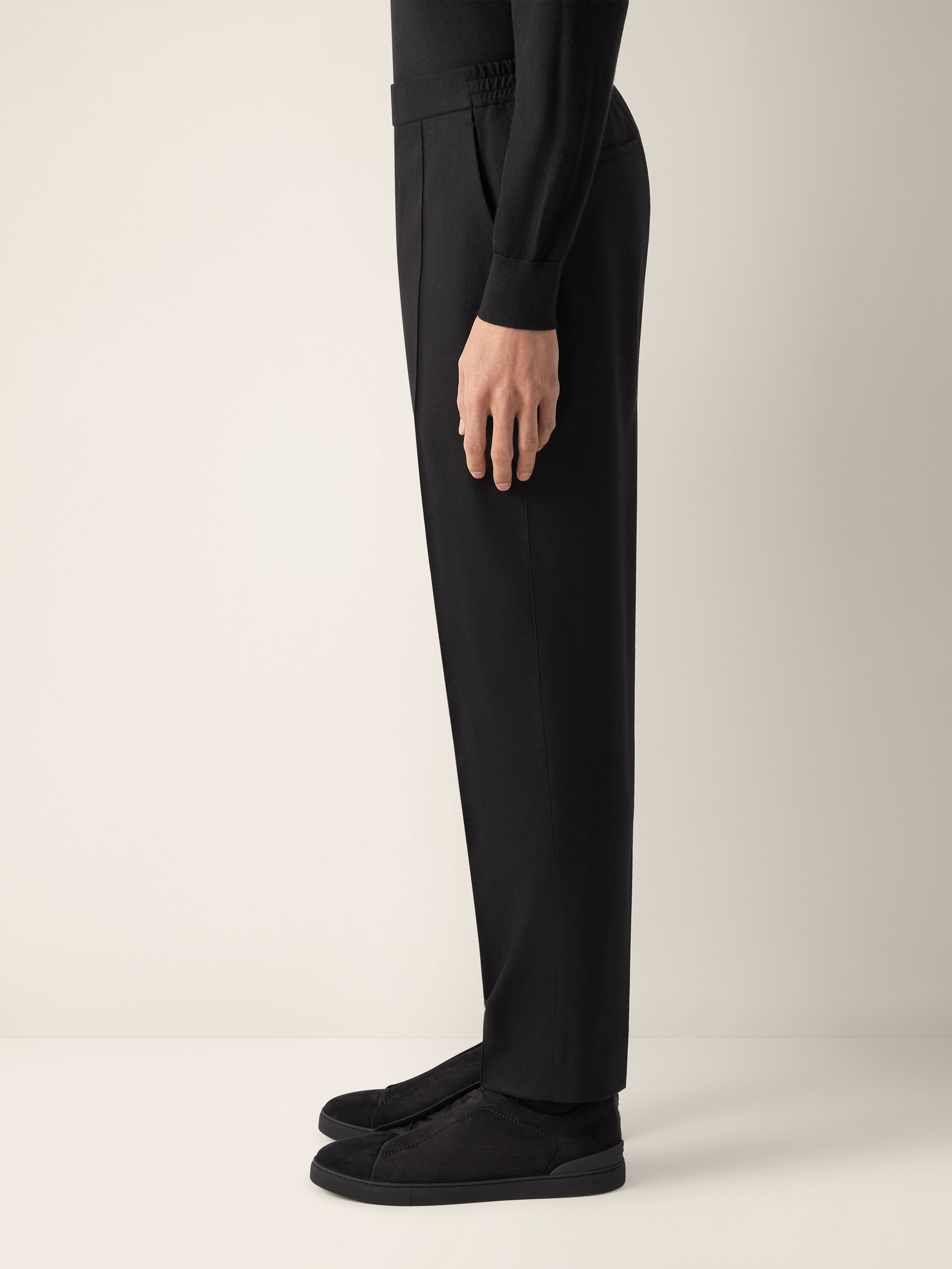 Black Wool Silk and Cashmere Pants Product detail photo #2
