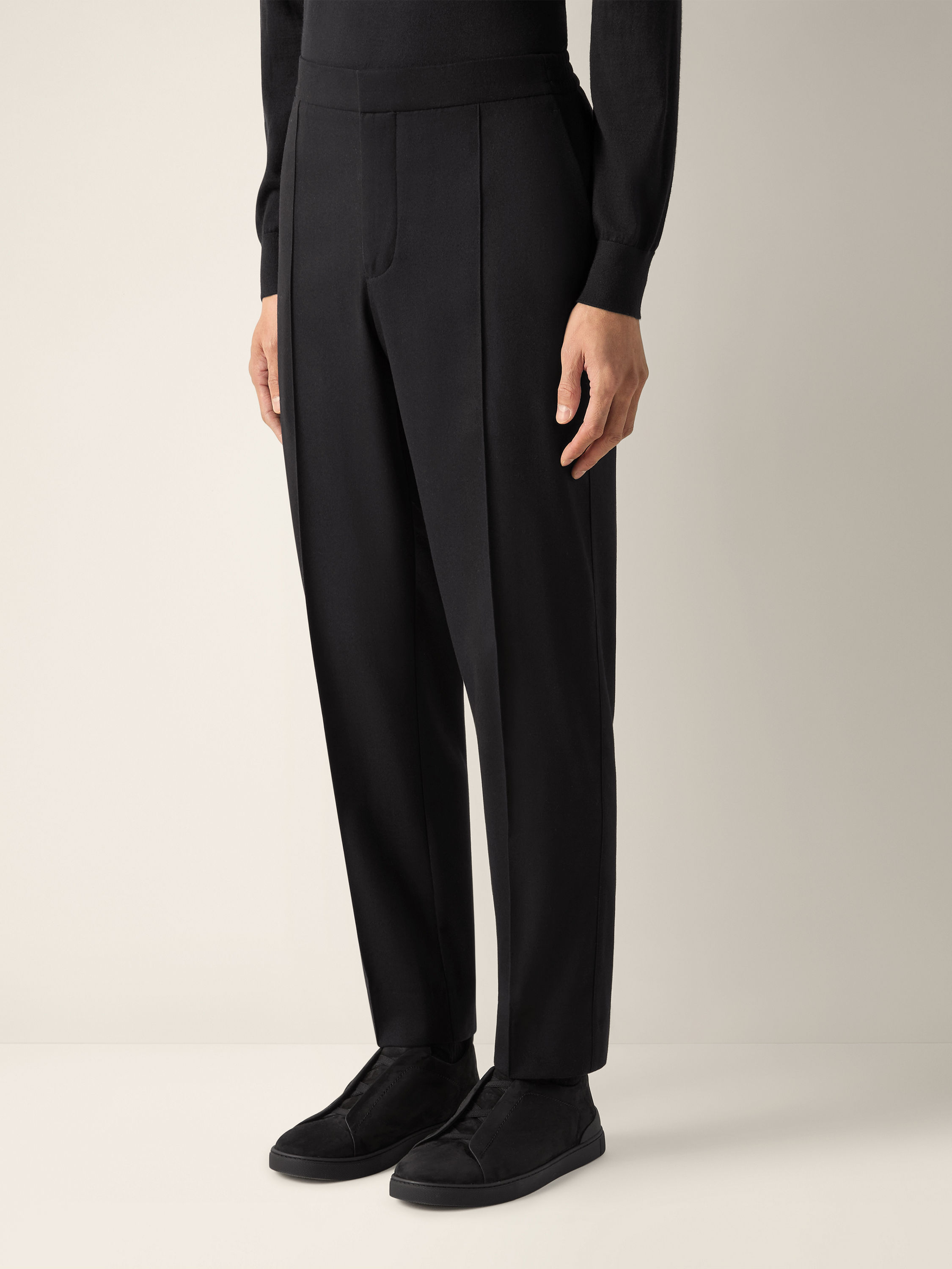 Black Wool Silk and Cashmere Pants Product detail photo #3