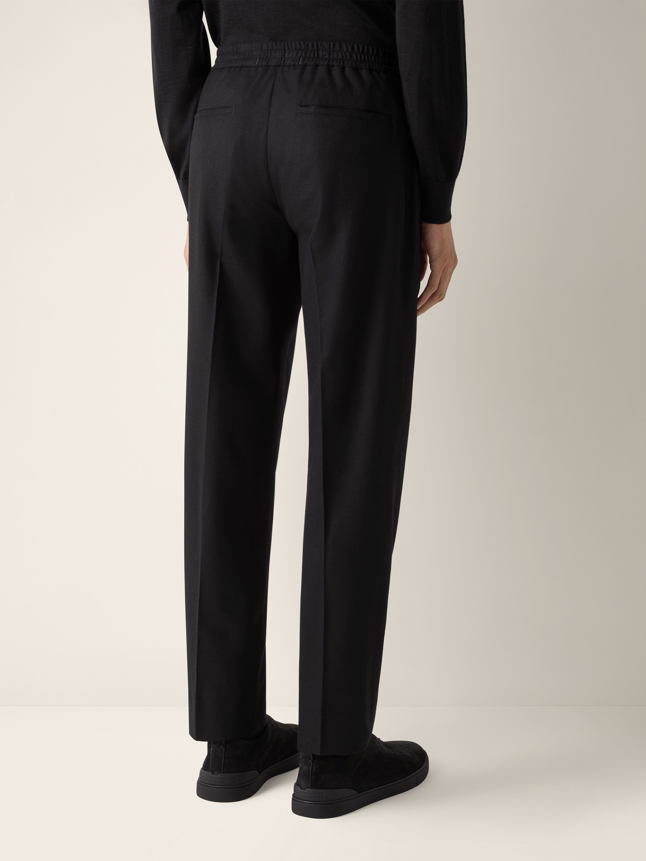 Black Wool Silk and Cashmere Pants Product detail photo #4