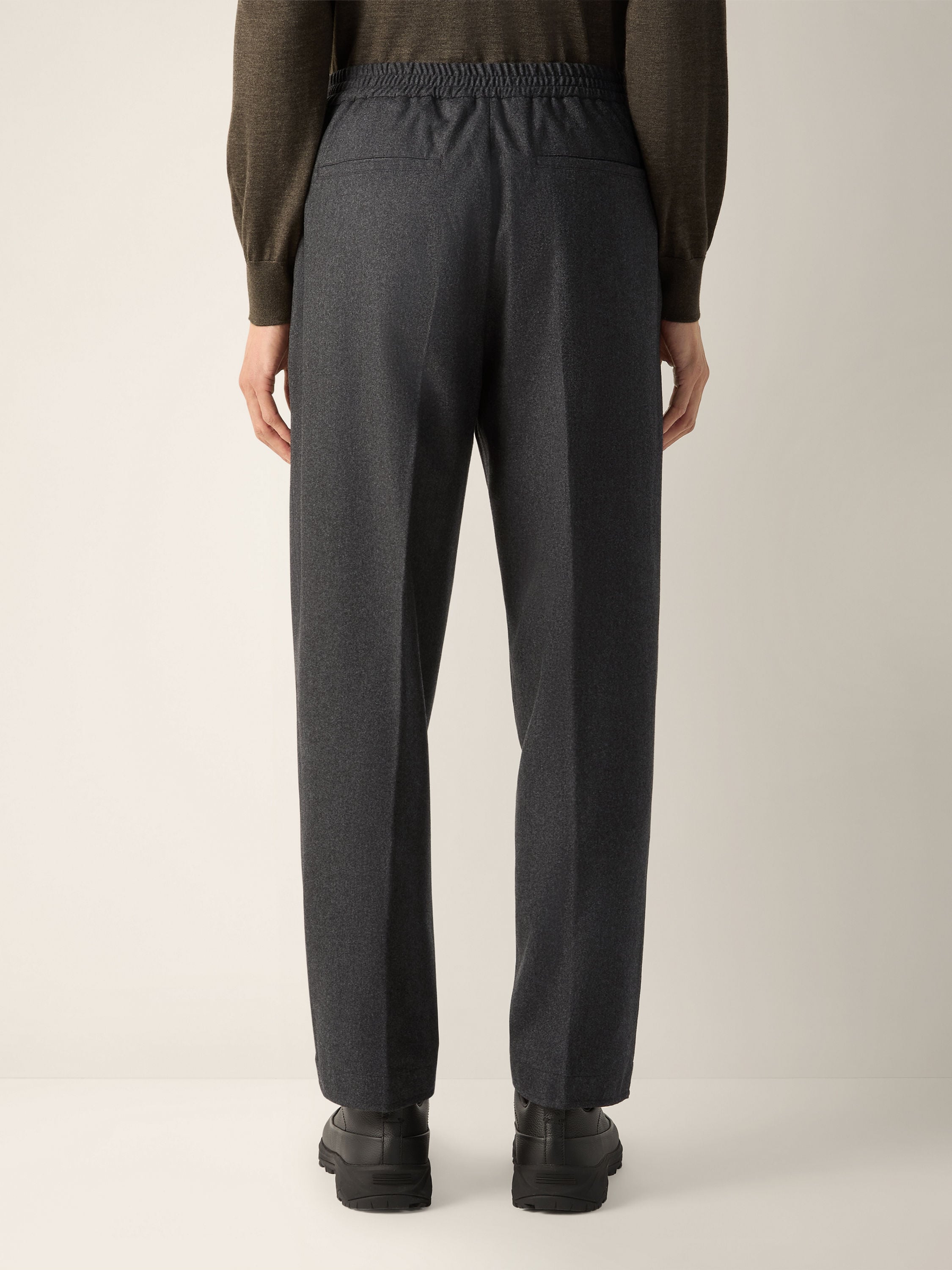 Dark Grey Mélange Wool Silk and Cashmere Pants Product detail photo #5