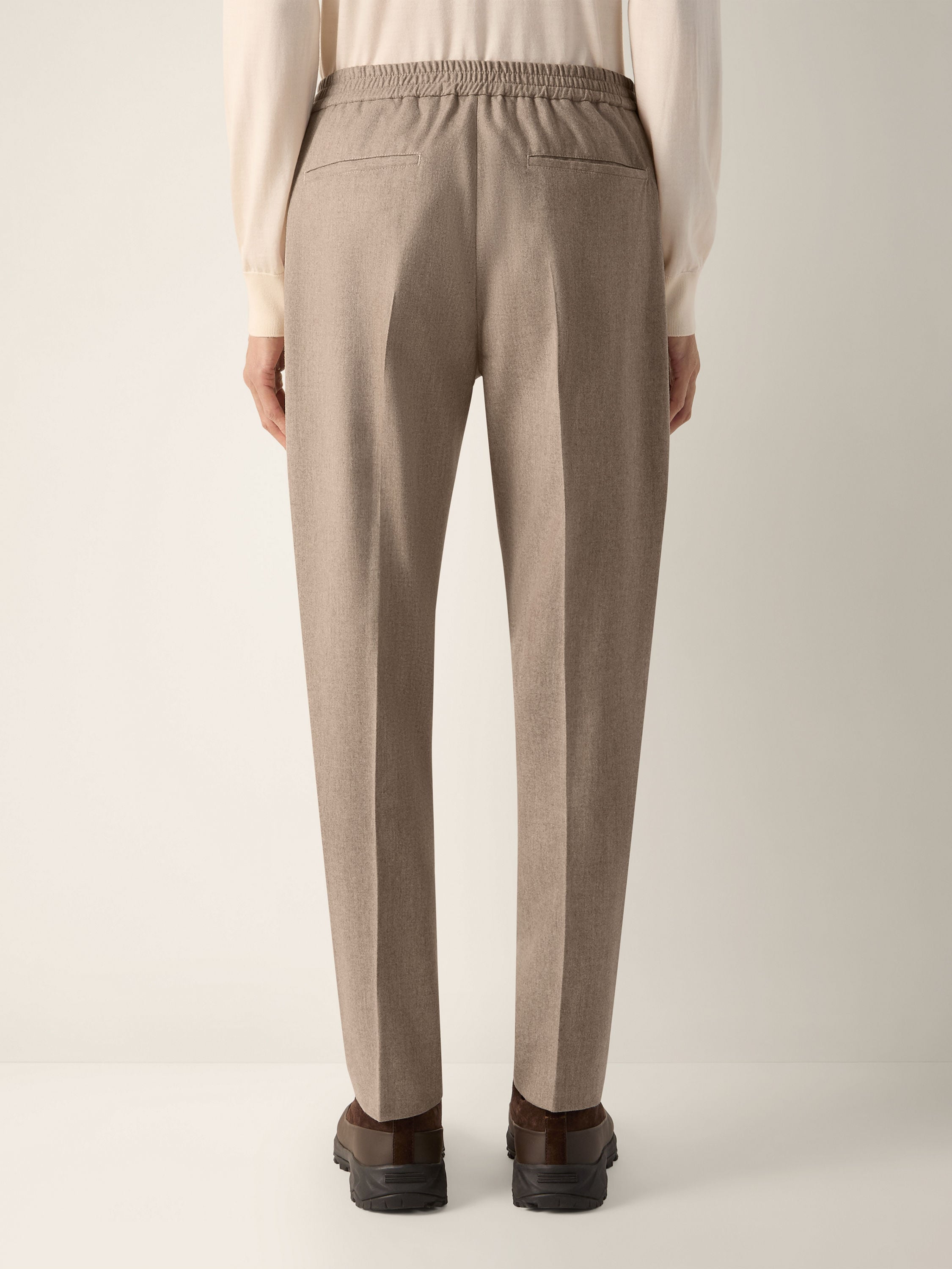 Light Taupe Mélange Wool Silk and Cashmere Pants Product detail photo #5