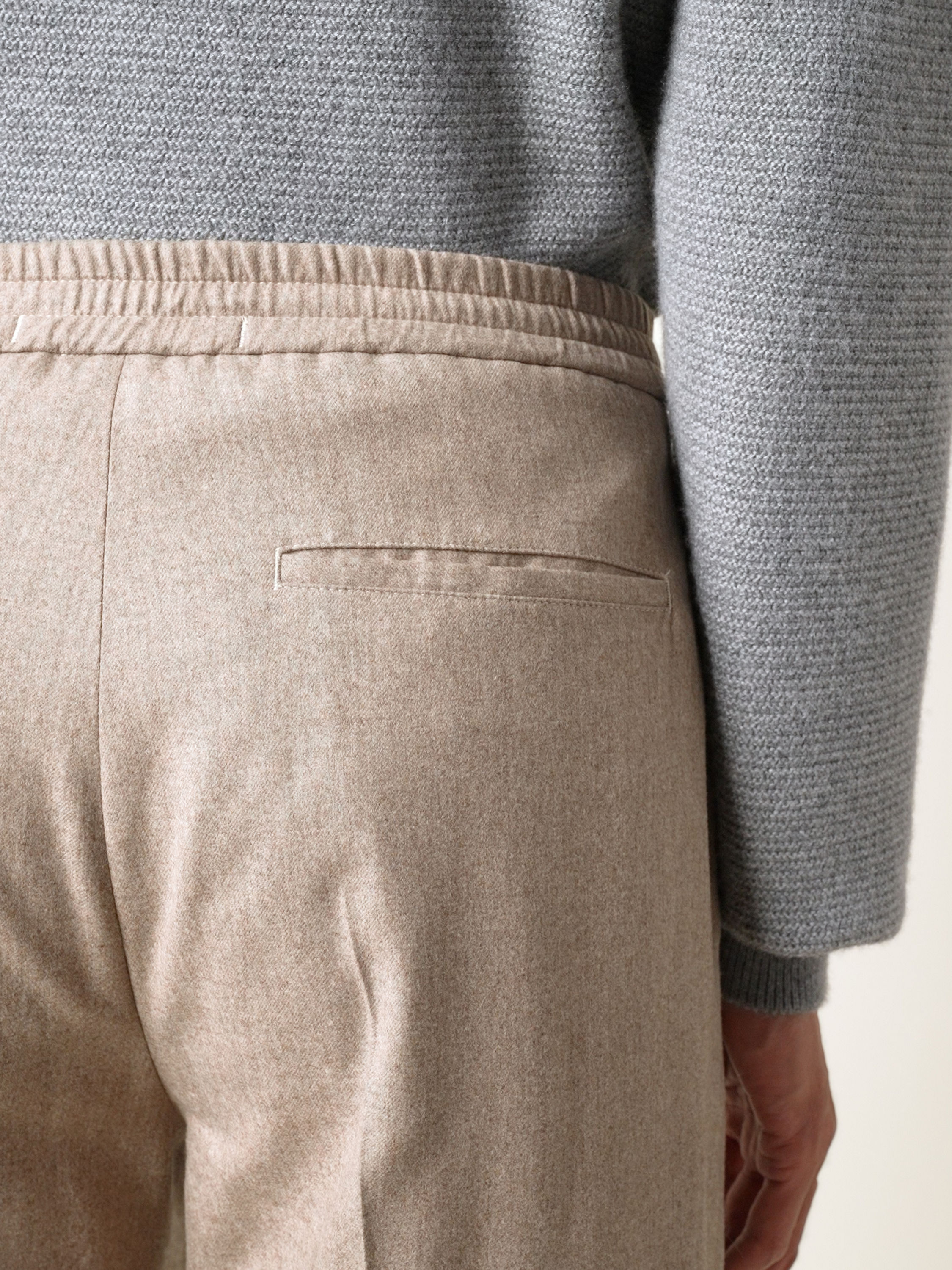 Light Taupe Mélange Wool Silk and Cashmere Pants