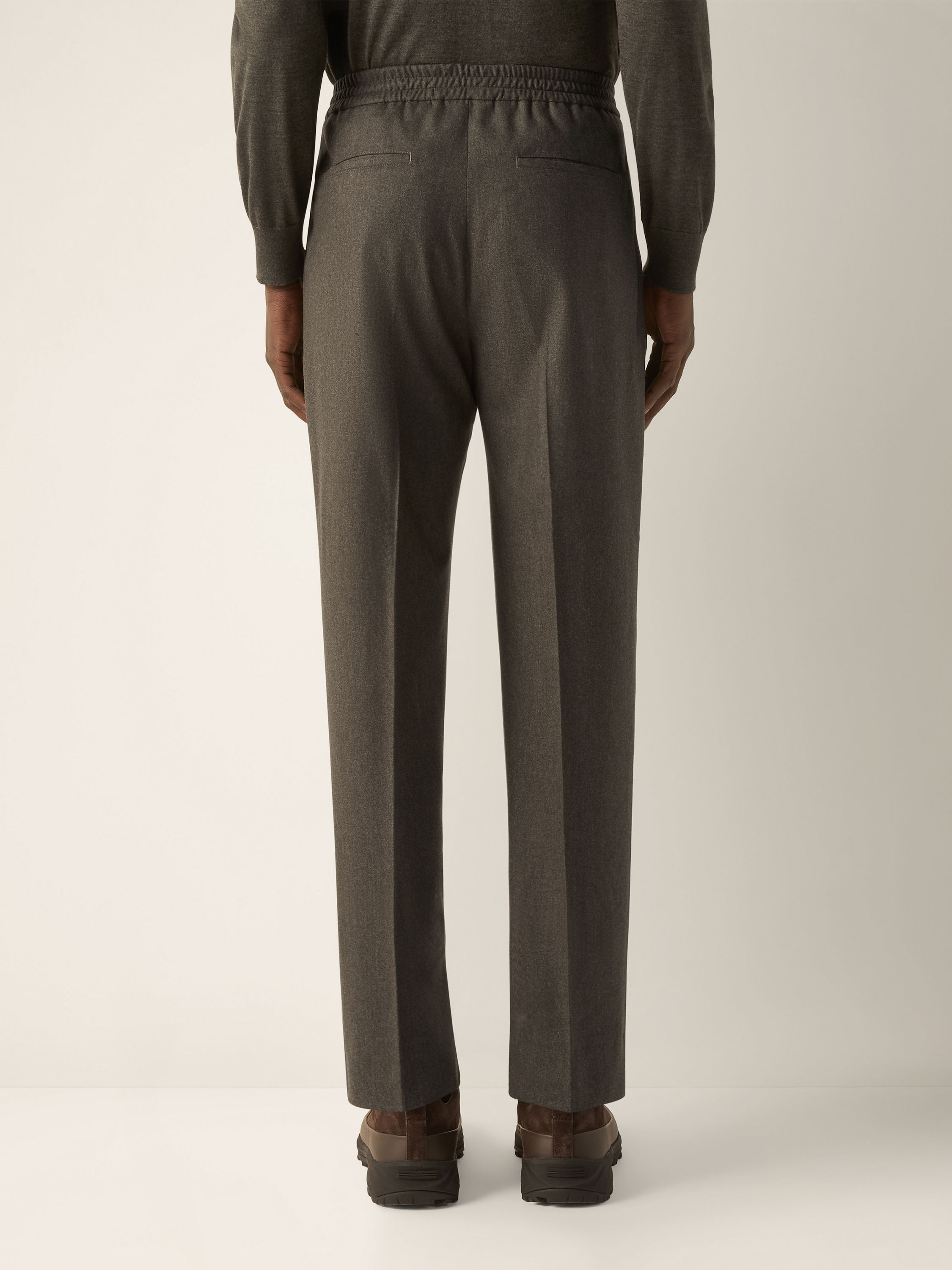 Dark Olive Green Wool Silk and Cashmere Pants Product detail photo #4