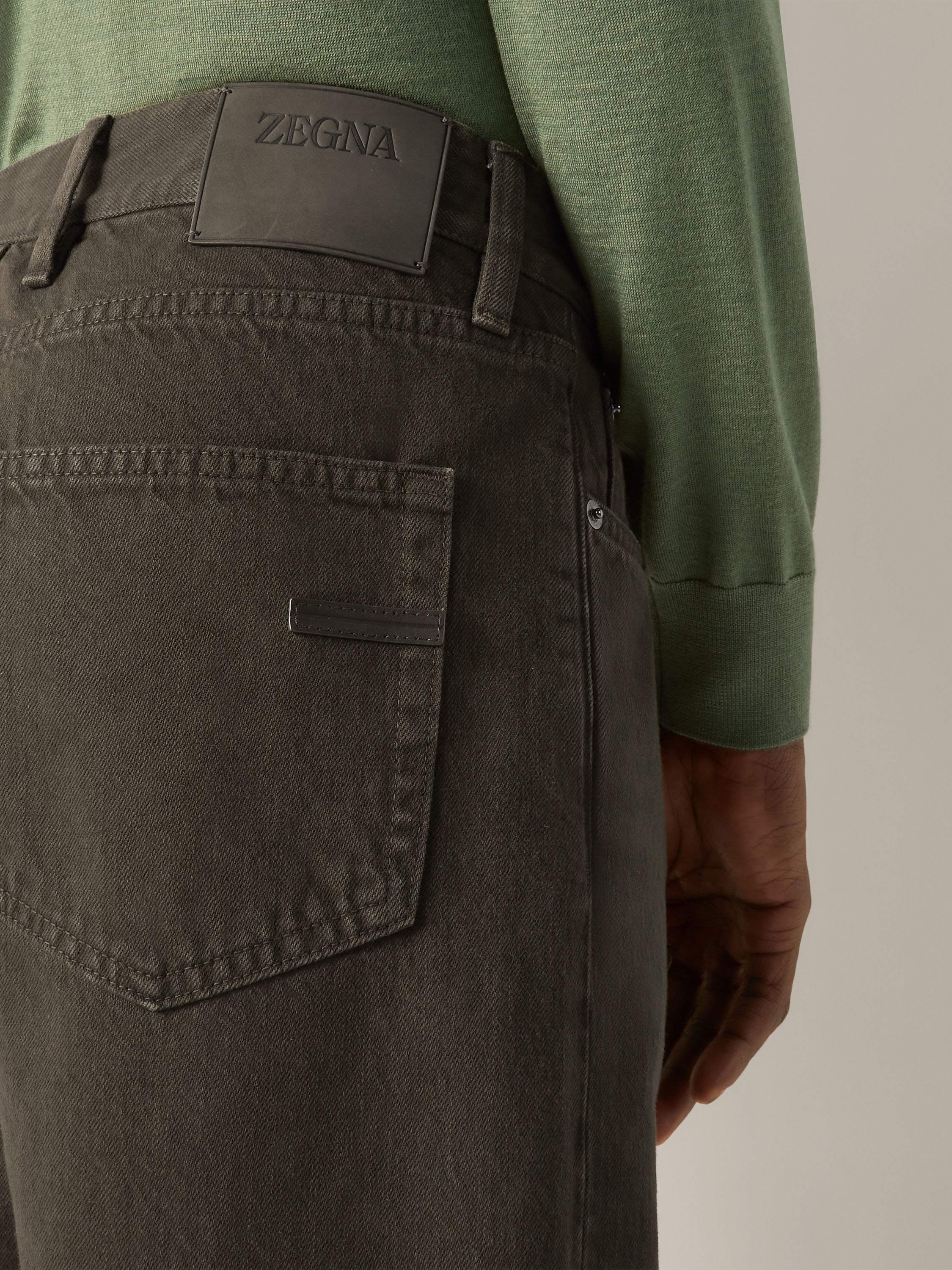 Dark Olive Green Cotton Roccia Pants Product detail photo #1