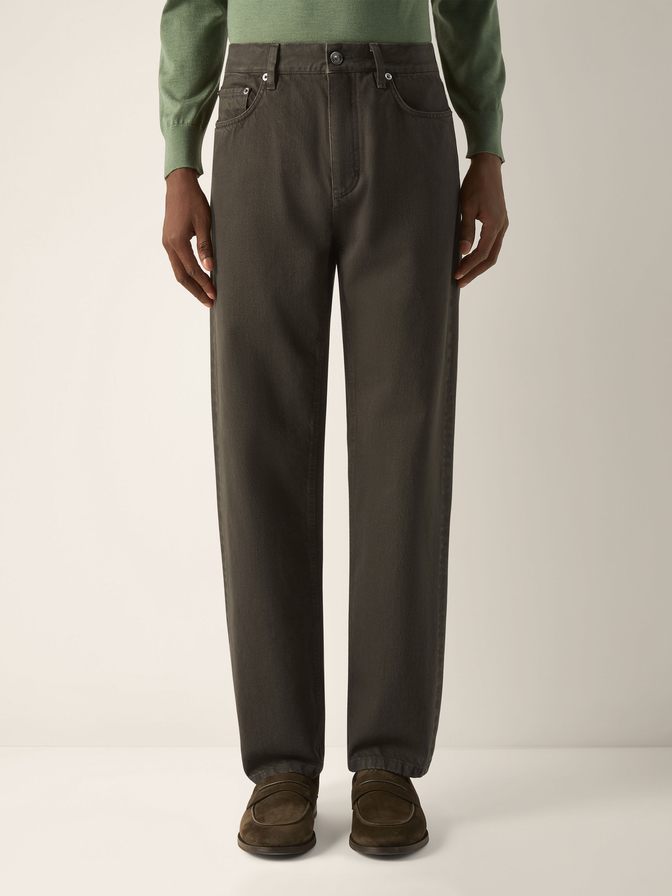 Dark Olive Green Cotton Roccia Pants Product detail photo #3