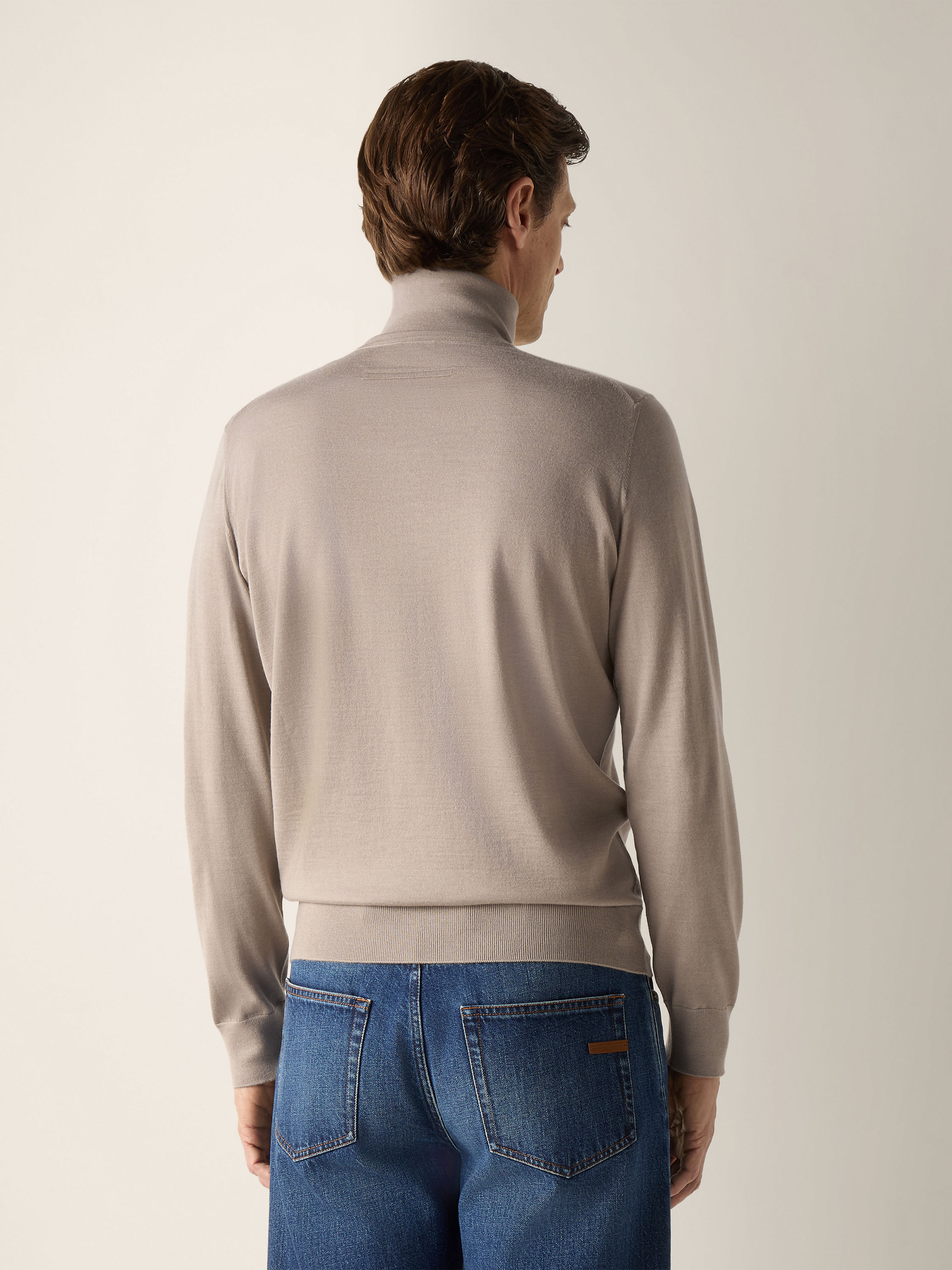 Light Taupe Mélange Cashseta Turtleneck Product detail photo #5