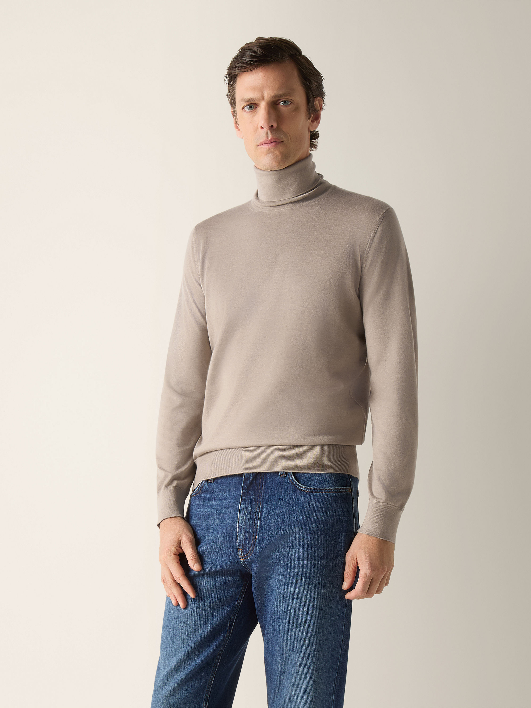 Light Taupe Mélange Cashseta Turtleneck Product detail photo #3