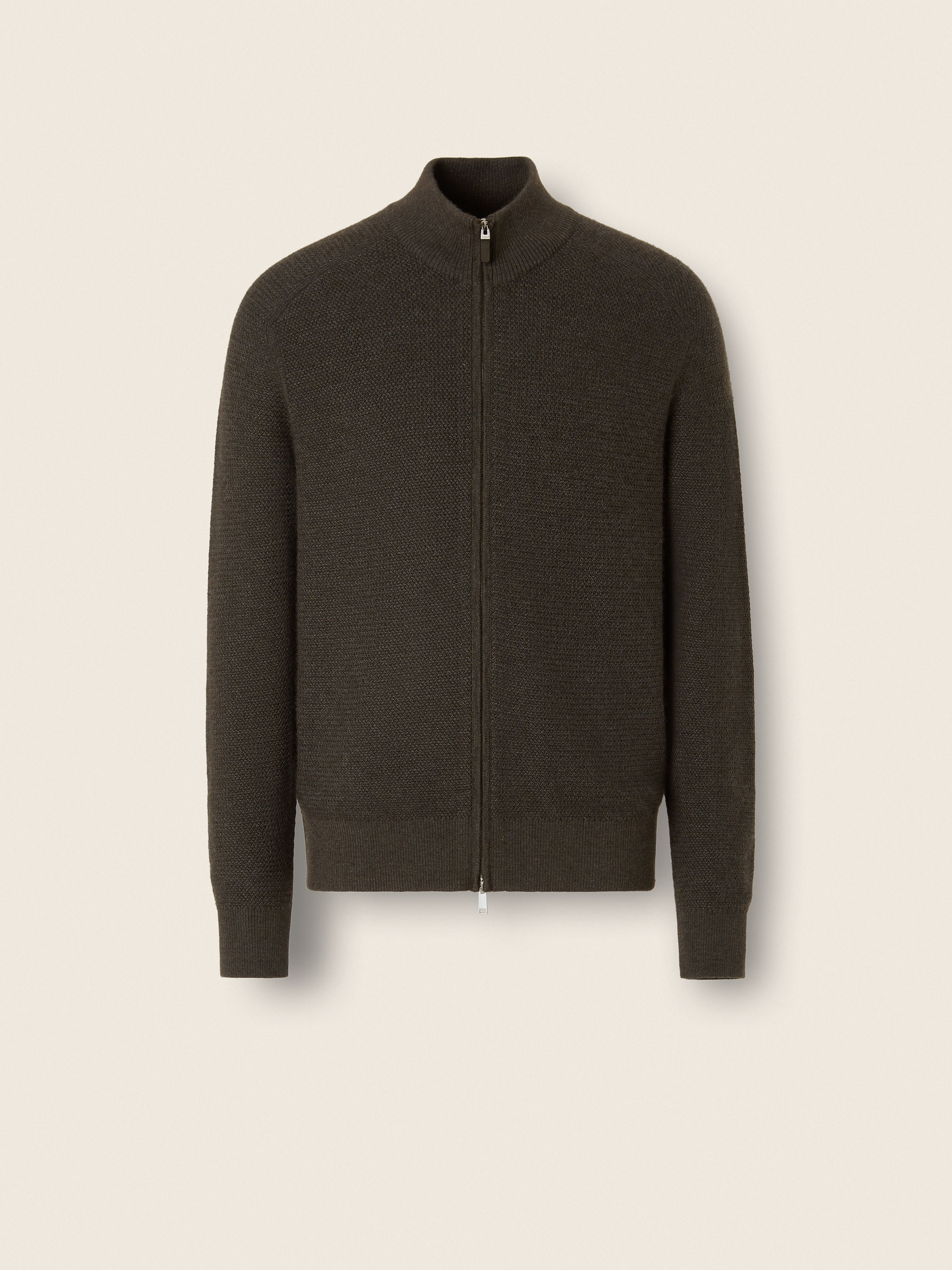 Dark Olive Green and Dark Grey Cashseta Full Zip Cardigan Main product photo