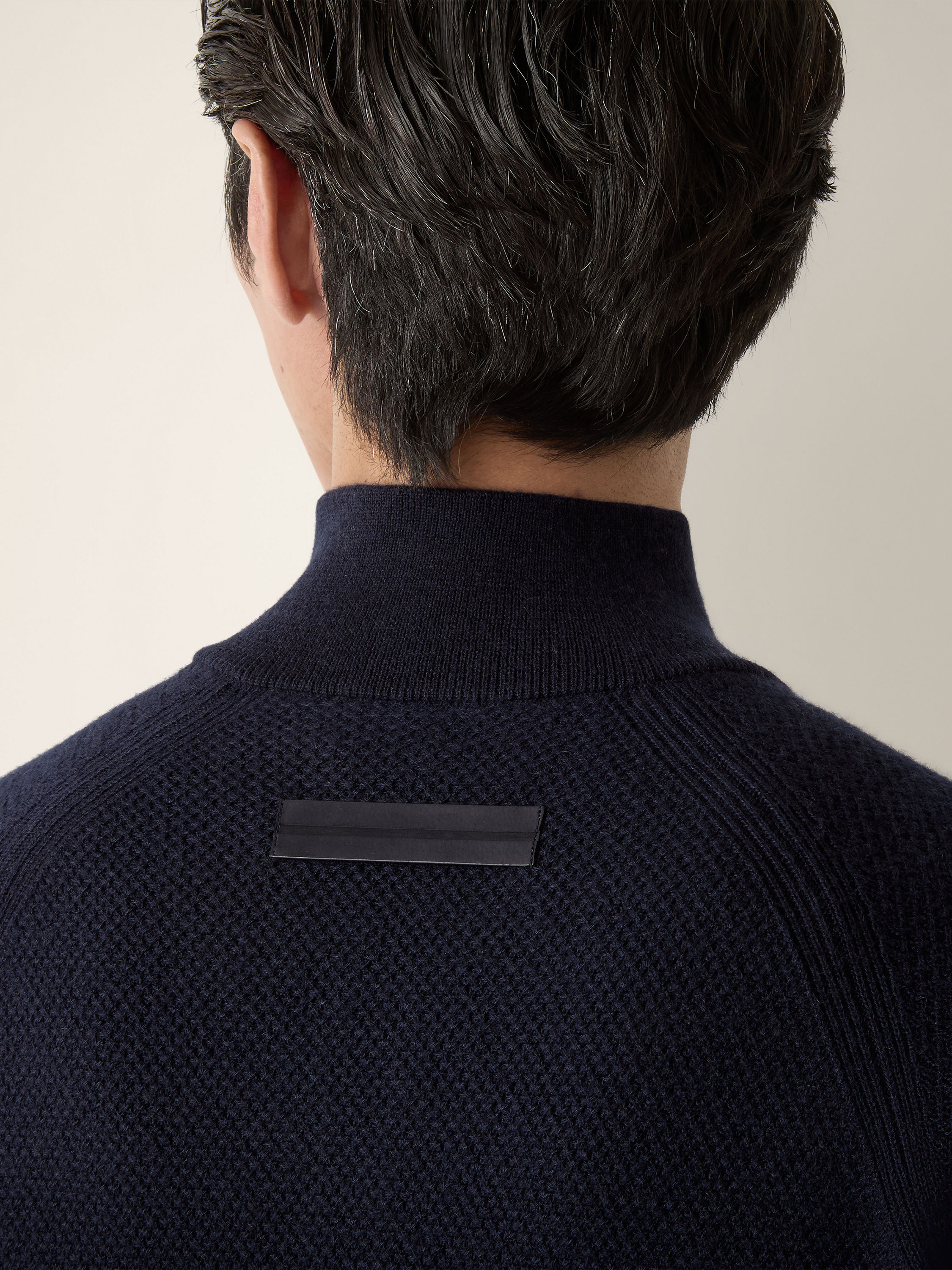 Navy Blue Oasi Cashmere Zip Mock Sweater Product detail photo #1