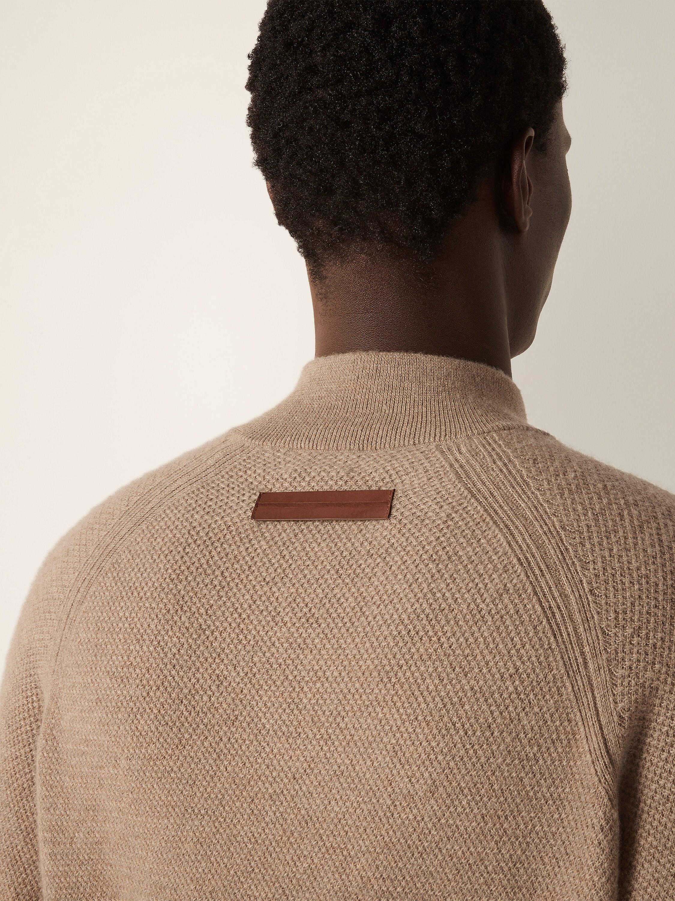 Light Beige Mélange Oasi Cashmere Zip Mock Sweater Product detail photo #1